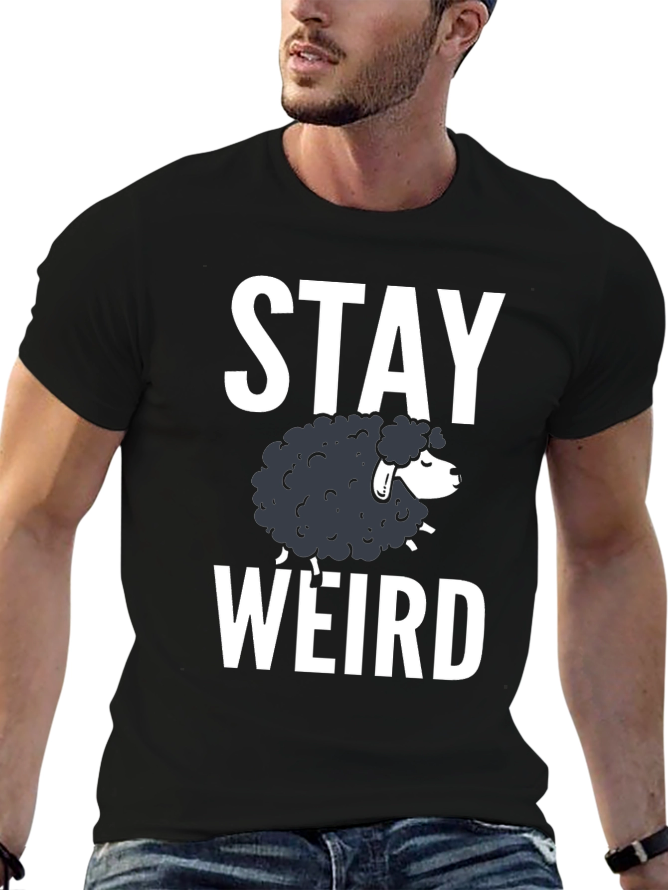 Stay Weird Black Sheep Graphic T-Shirt