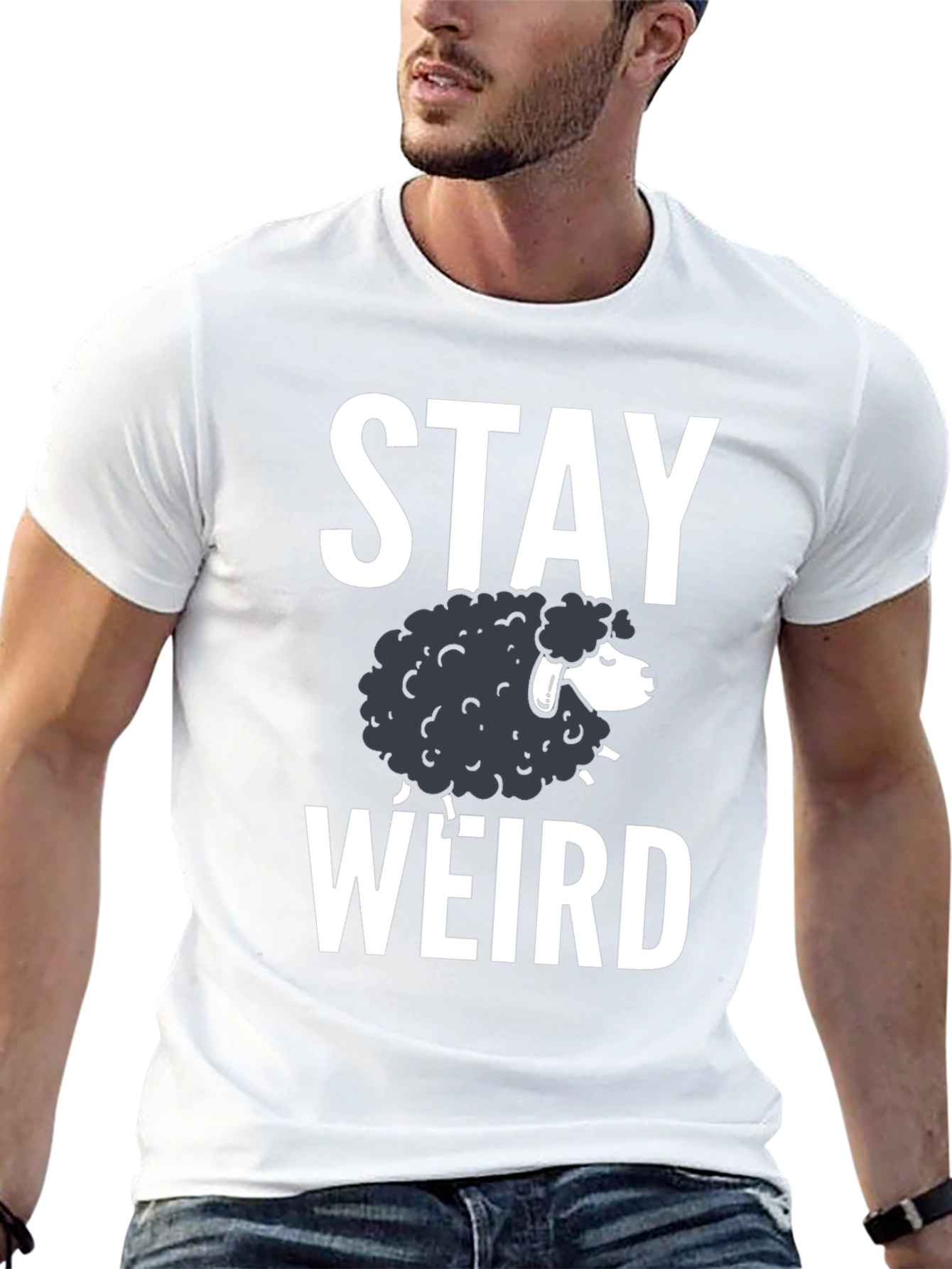 Stay Weird Black Sheep Graphic T-Shirt