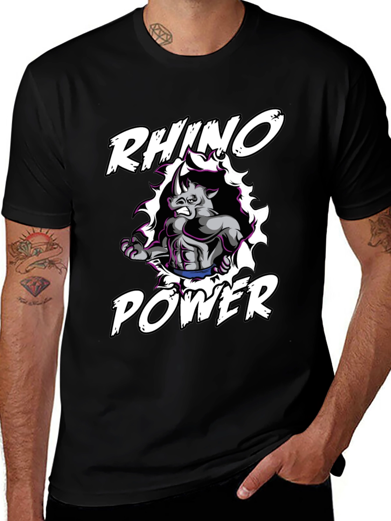Rhino Power Black Graphic Tee