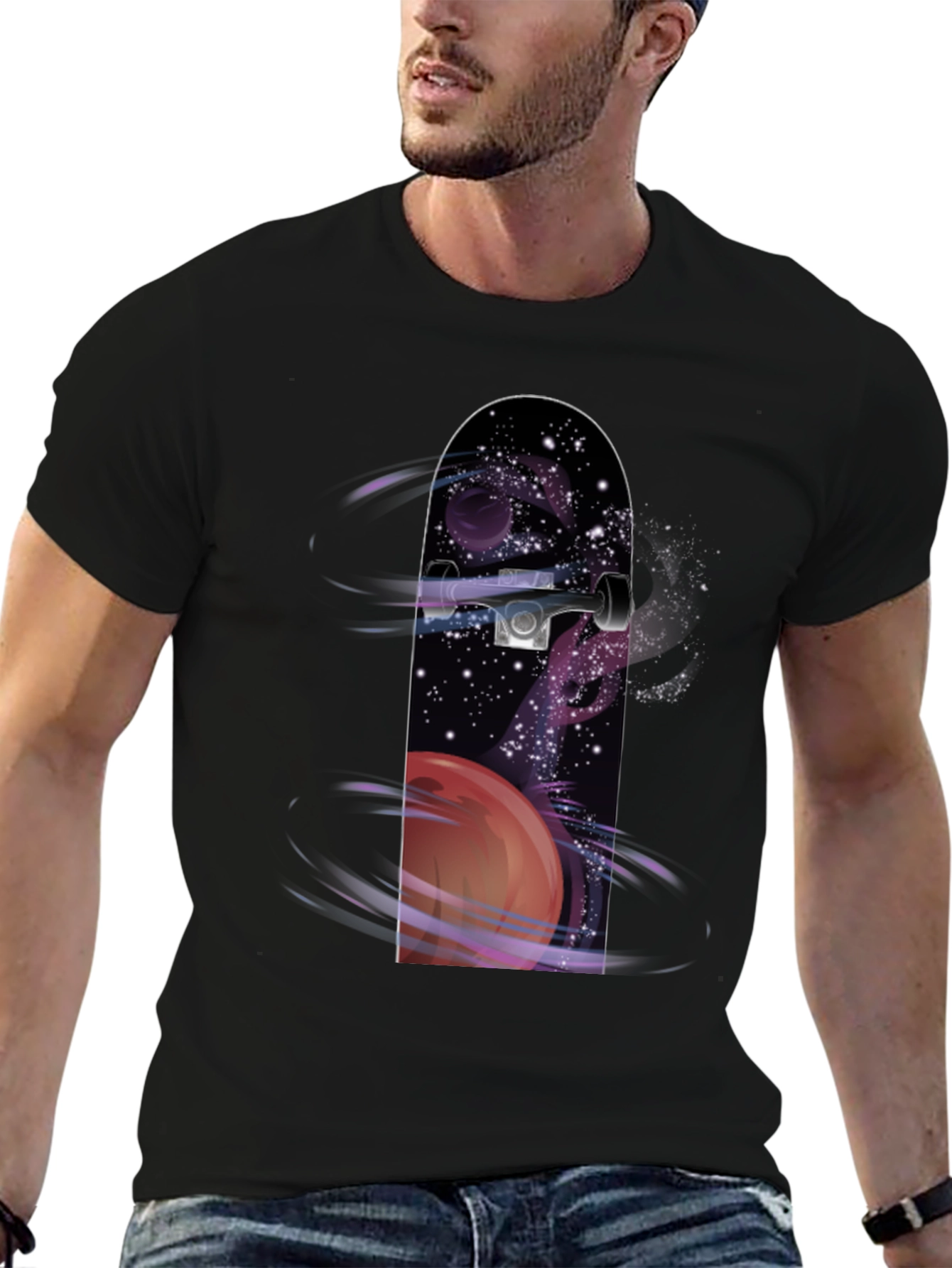 Space Skateboard Graphic Tee - Cool Casual Style