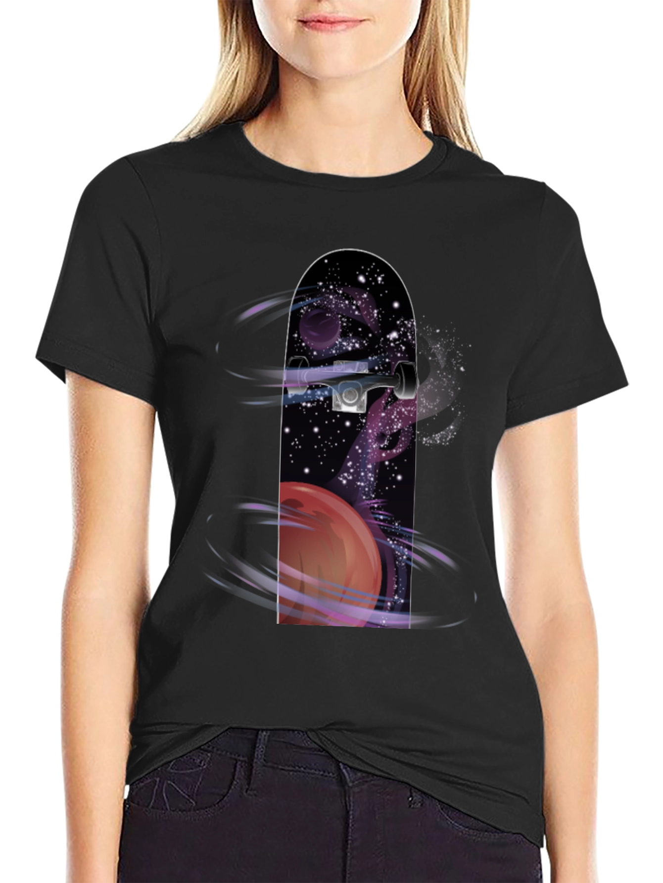 Space Skateboard Graphic Tee - Cool Casual Style