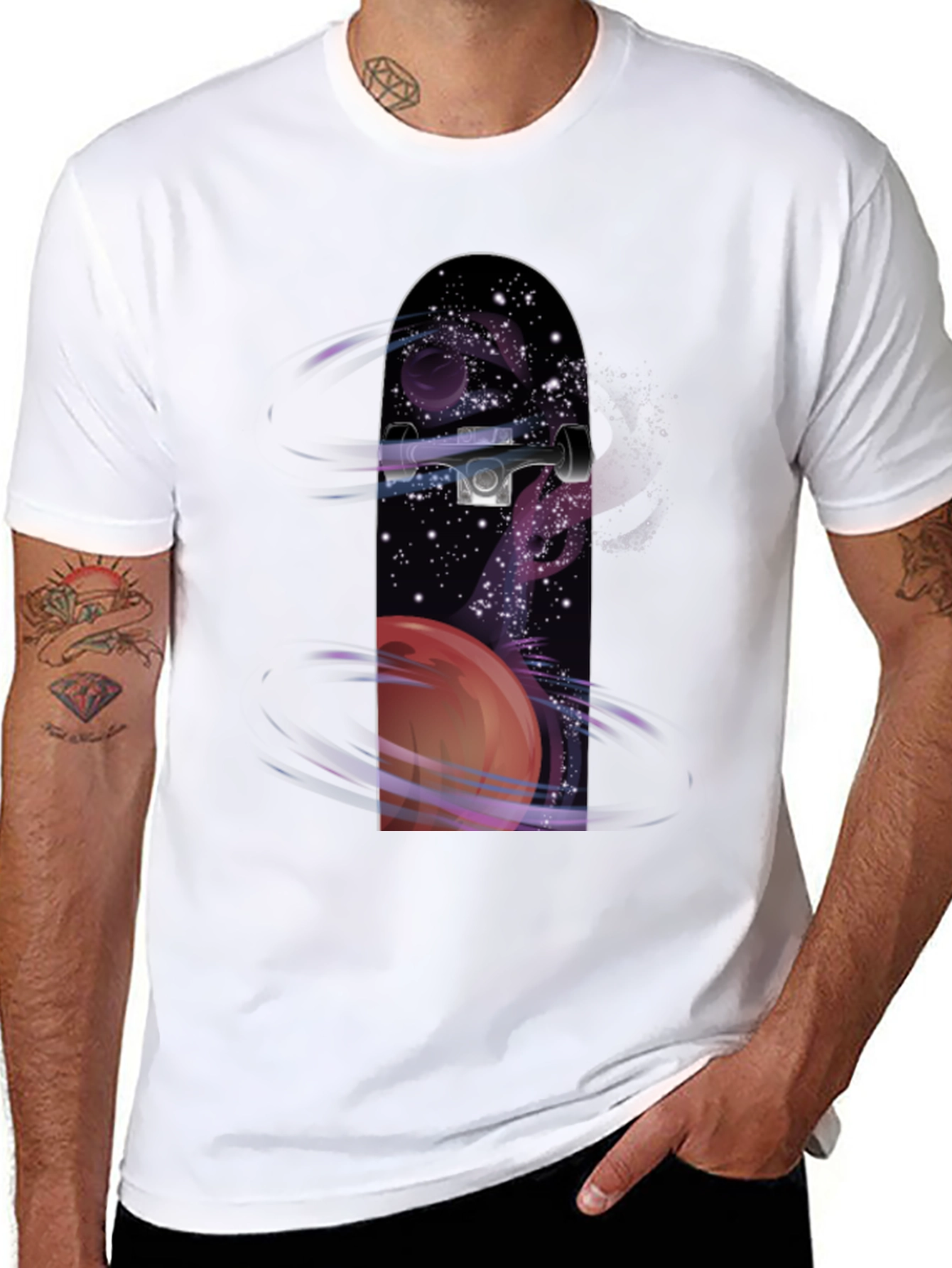 Space Skateboard Graphic Tee - Cool Casual Style