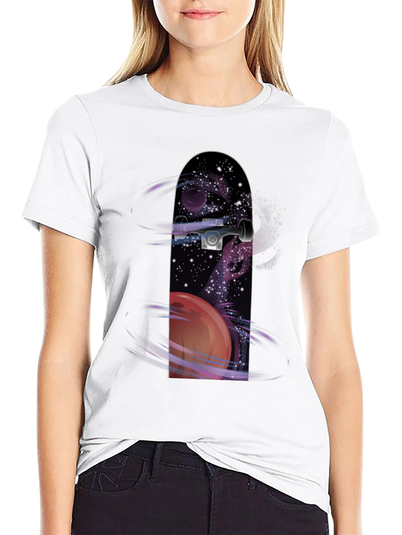 Space Skateboard Graphic Tee - Cool Casual Style
