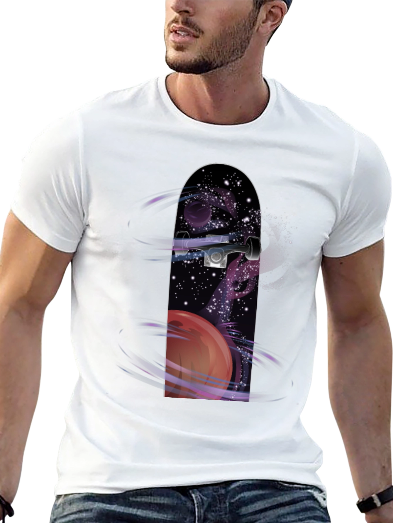 Space Skateboard Graphic Tee - Cool Casual Style