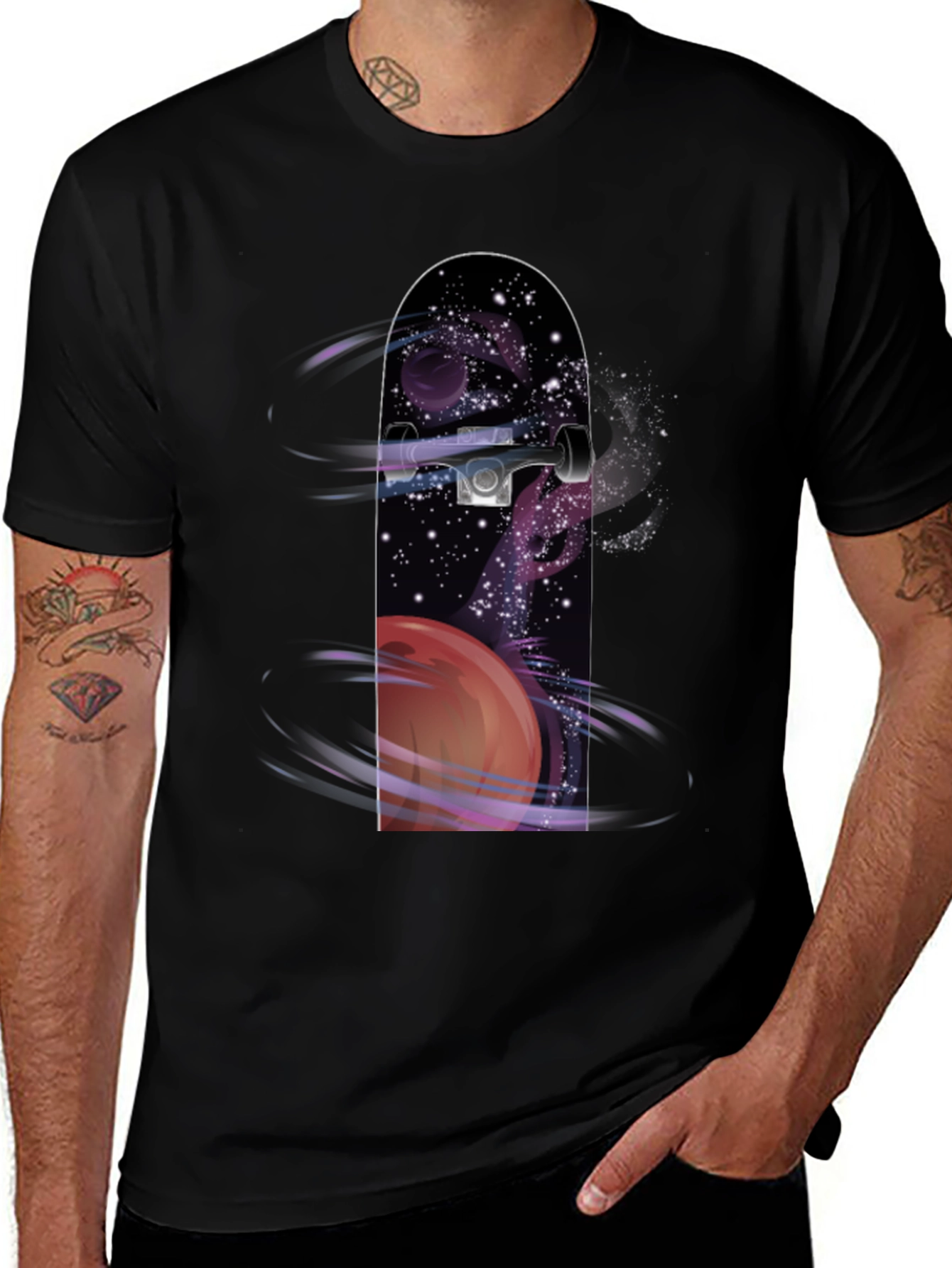 Space Skateboard Graphic Tee - Cool Casual Style