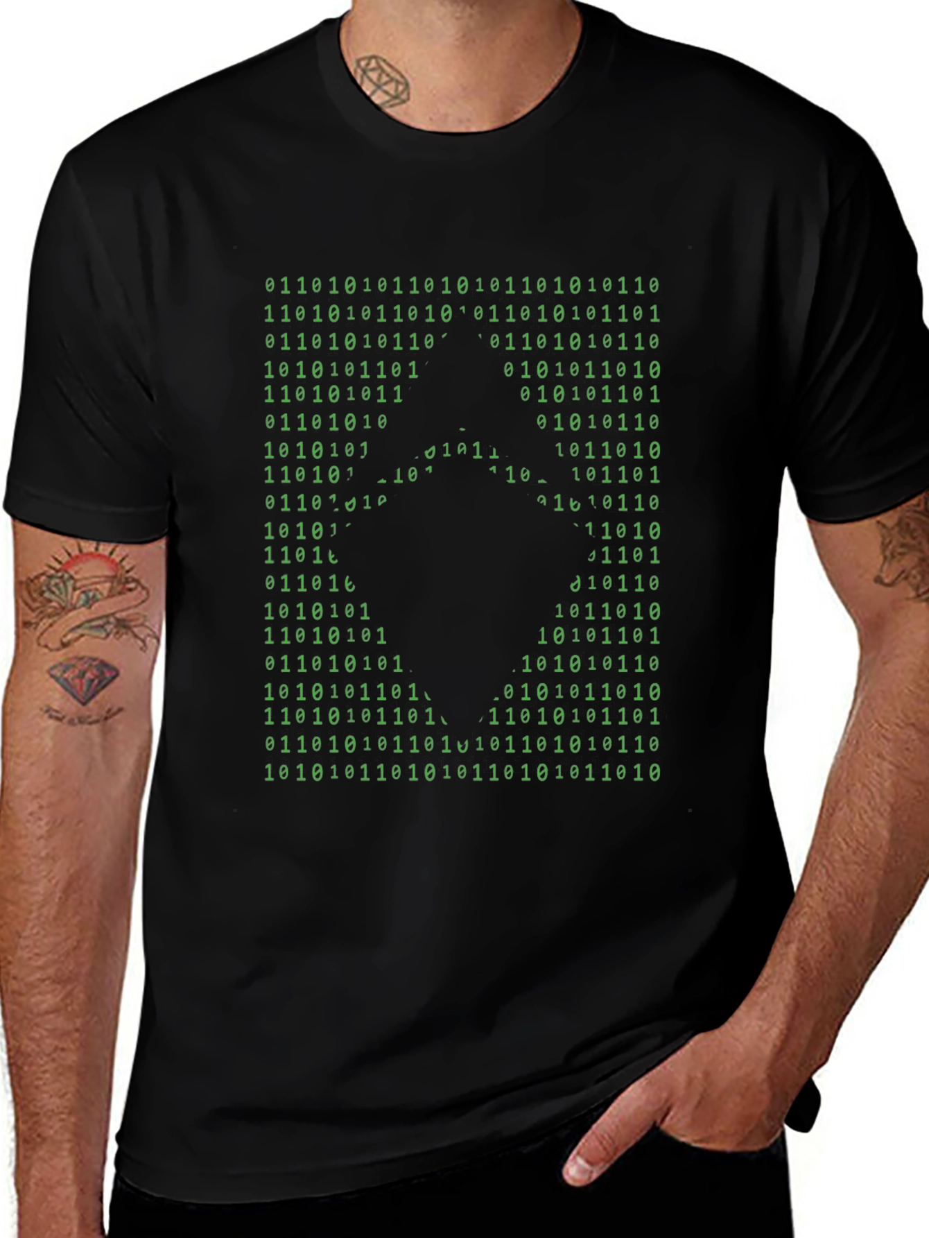Binary Code Gamer T-Shirt - Black Cotton Tee