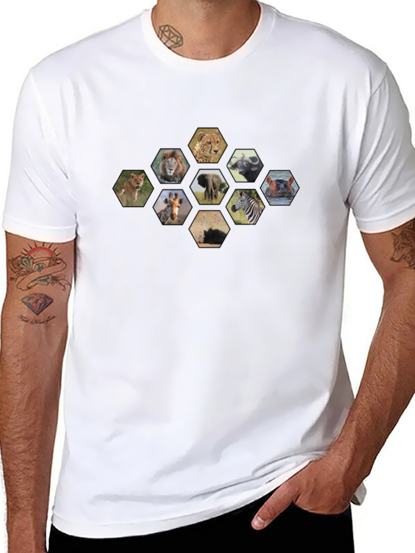 Safari Animals Hexagon T-Shirt