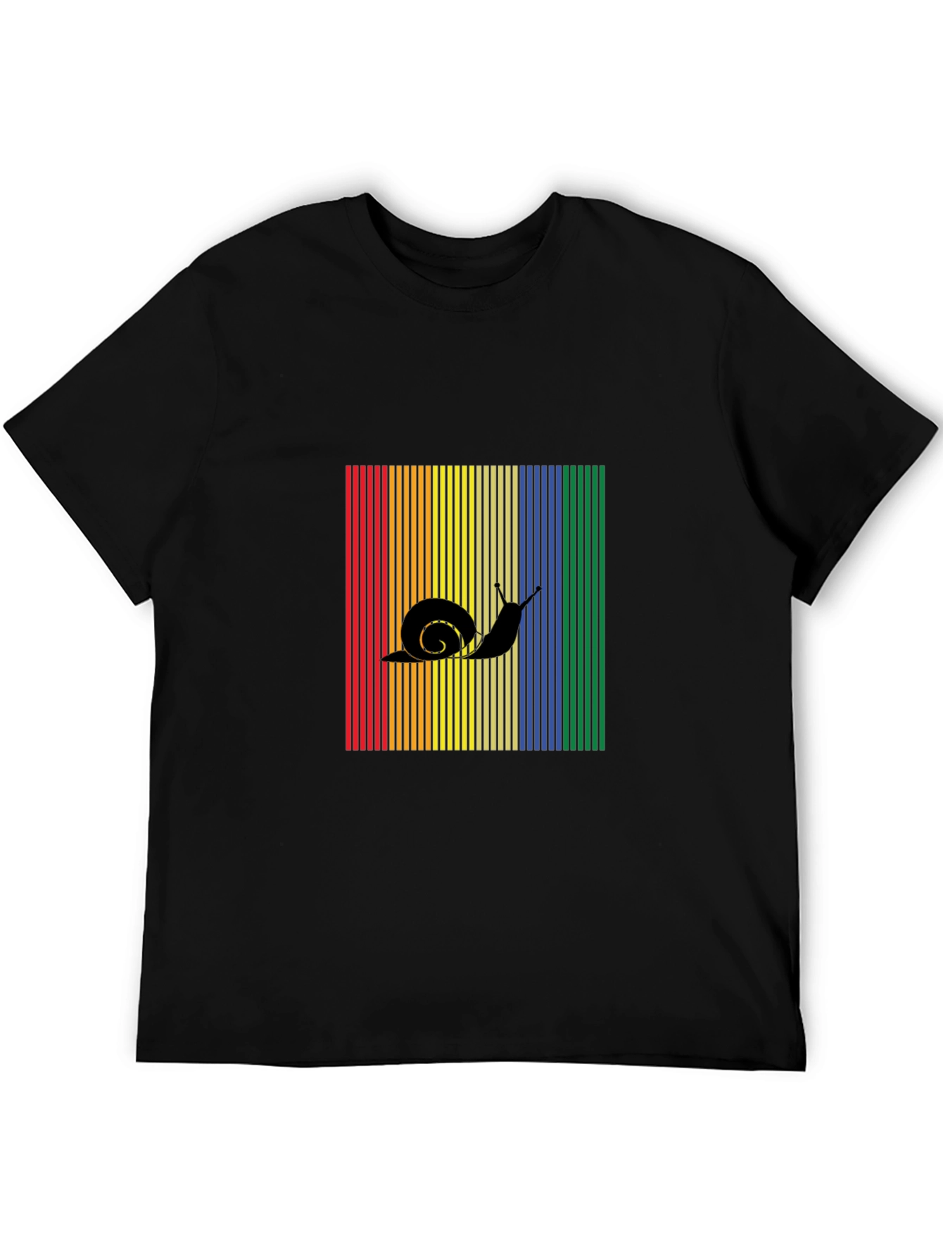 Snail Silhouette Rainbow Striped T-Shirt