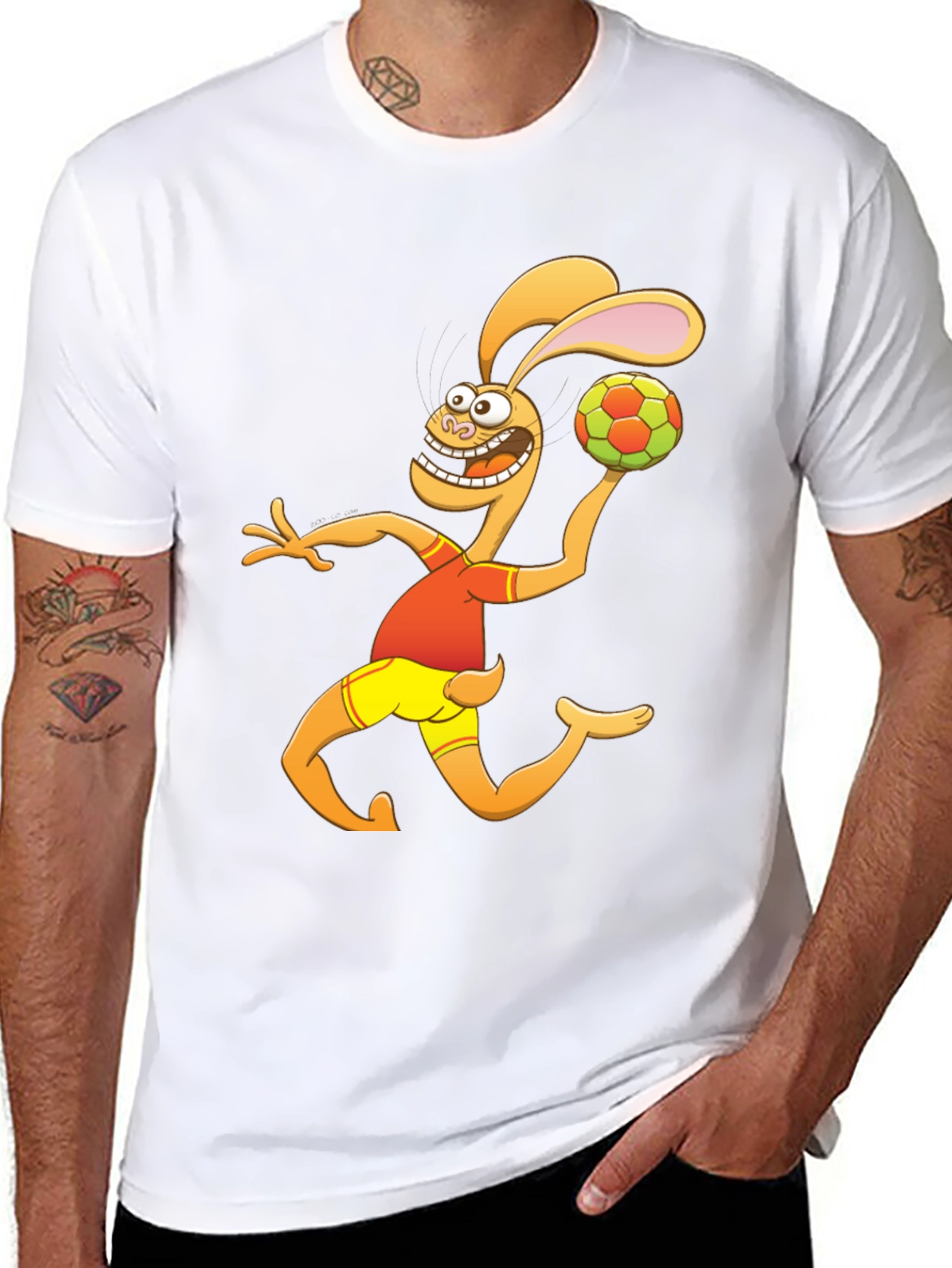 Cartoon Rabbit Handball Player Graphic T-Shirt