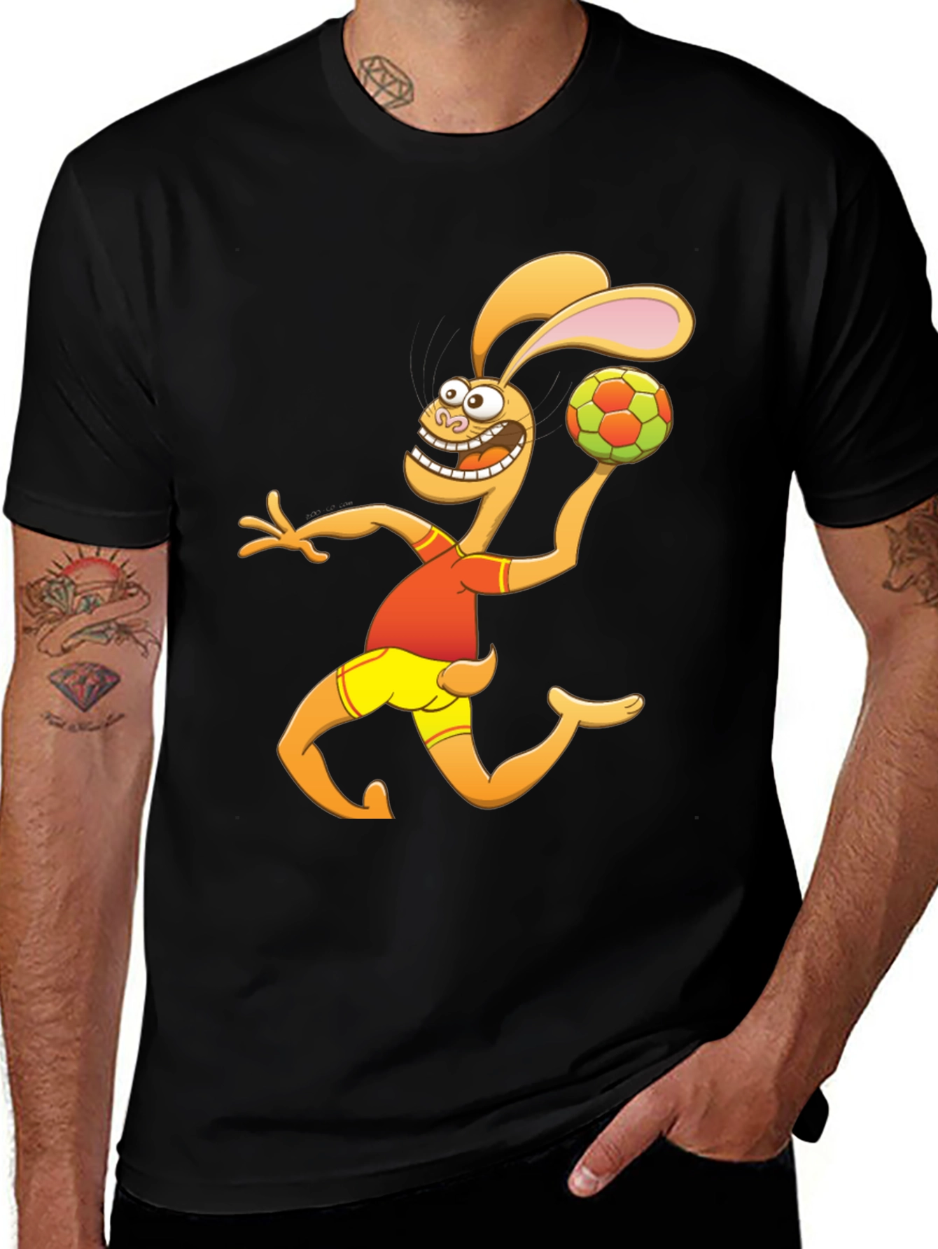 Cartoon Rabbit Handball Player Graphic T-Shirt