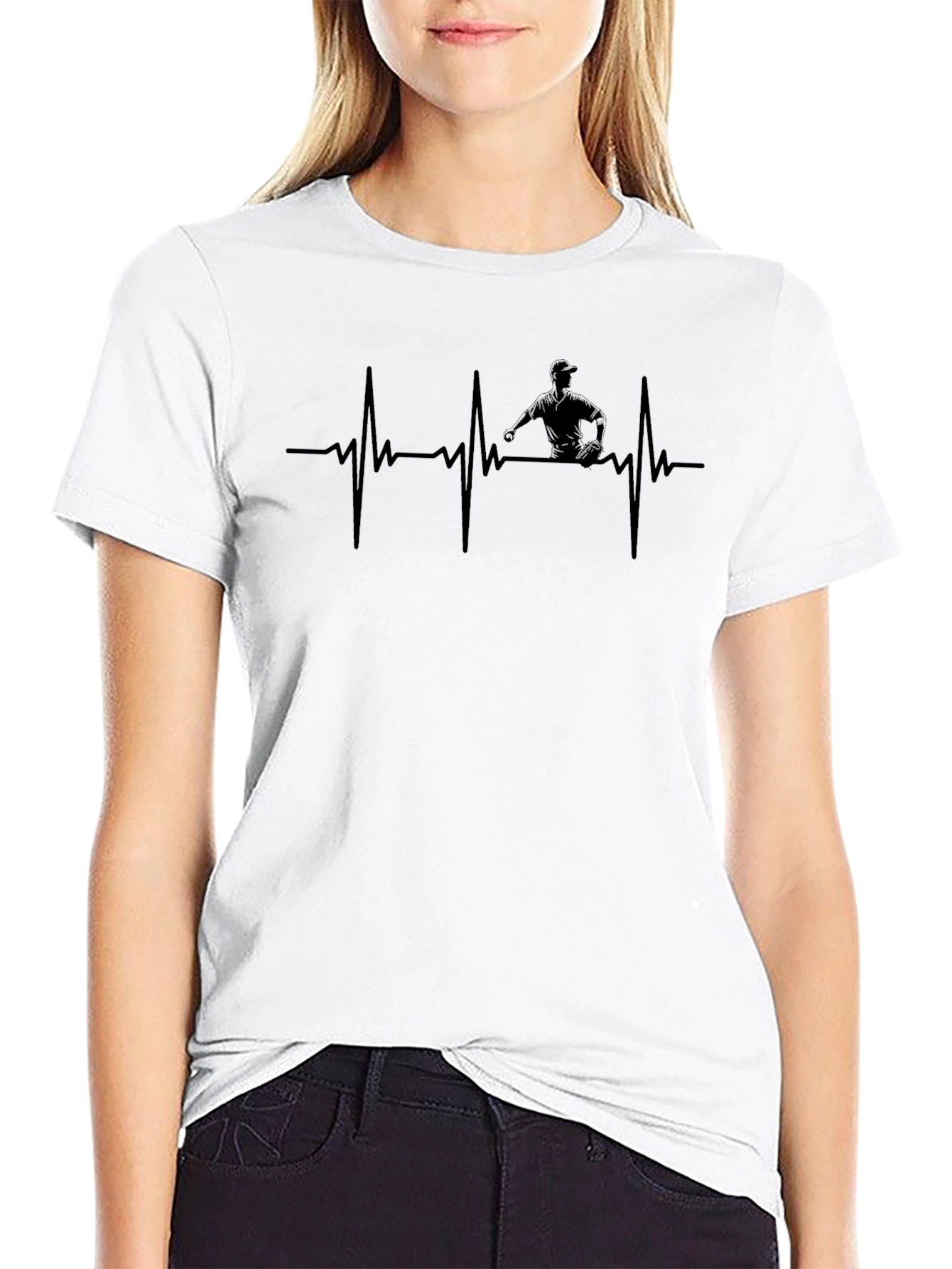 Baseball Heartbeat T-Shirt - Pitcher Silhouette