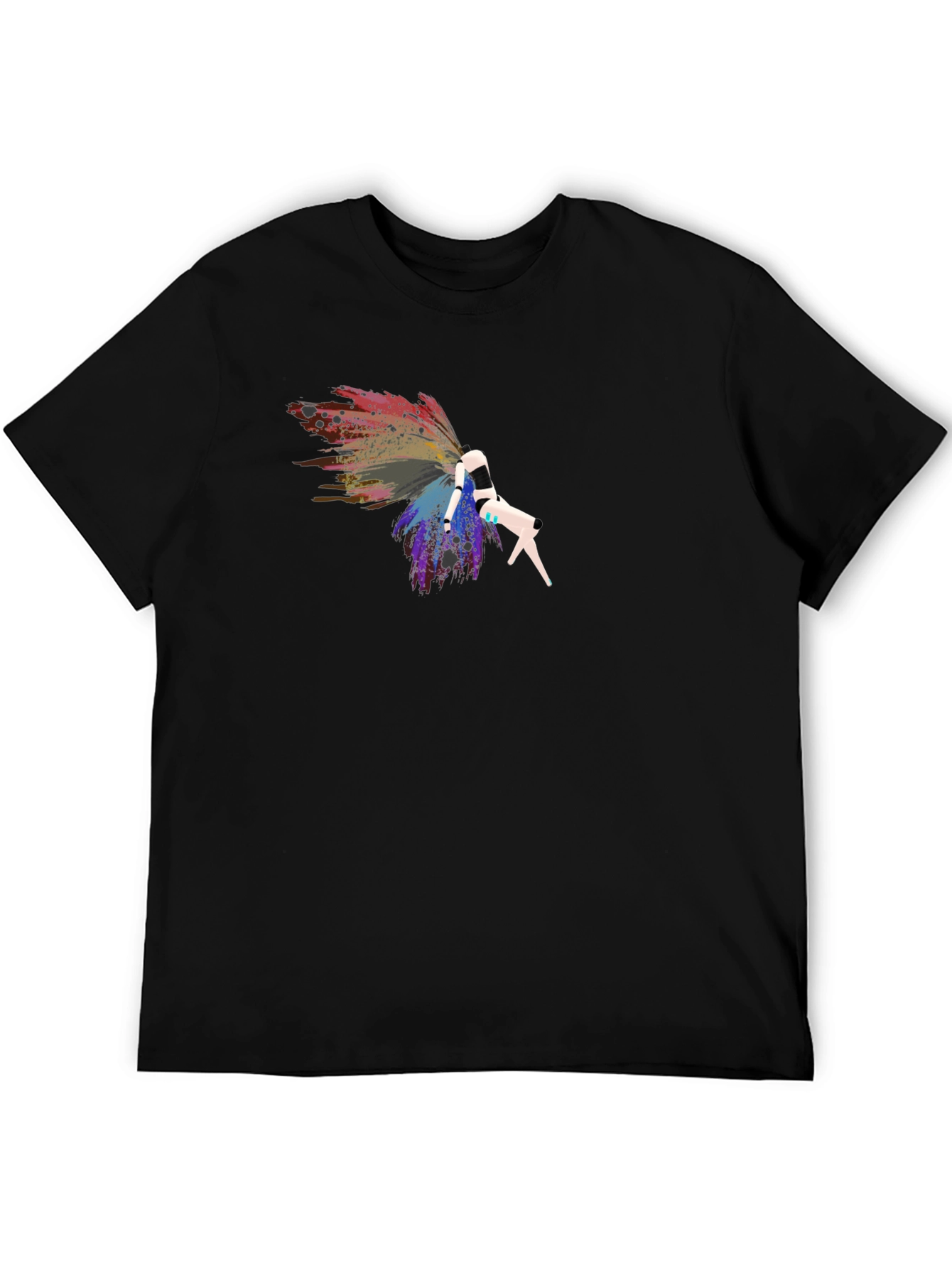 Abstract Graphic Tee - Black Cotton Blend T-Shirt