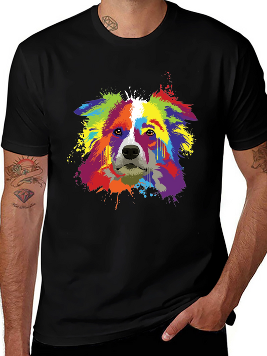 Colorful Dog T-Shirt - Abstract Border Collie Art Tee