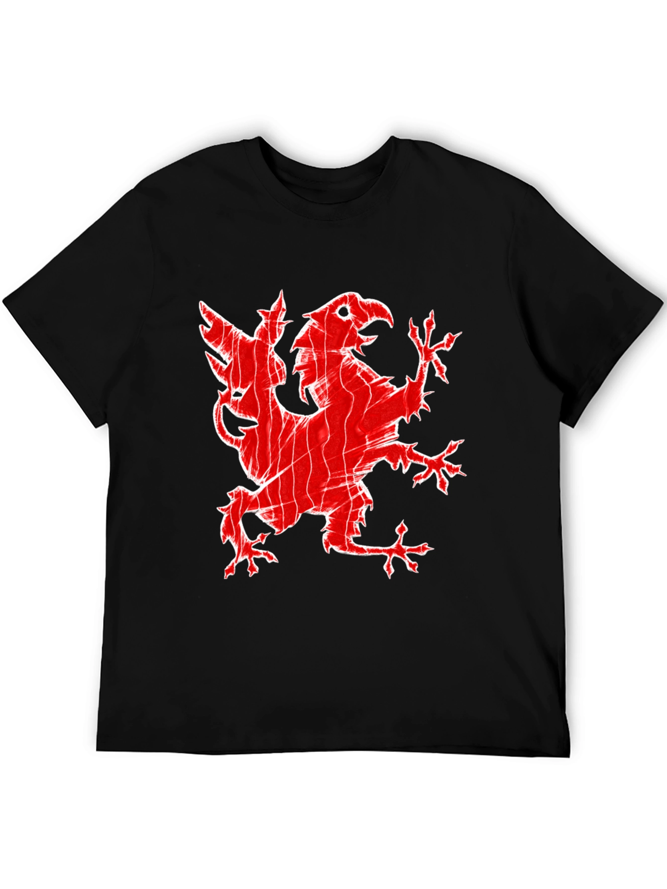 Red Griffin Graphic Print Black T-Shirt