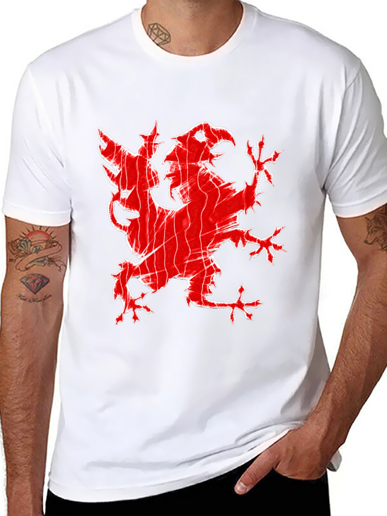 Red Griffin Graphic Print Black T-Shirt