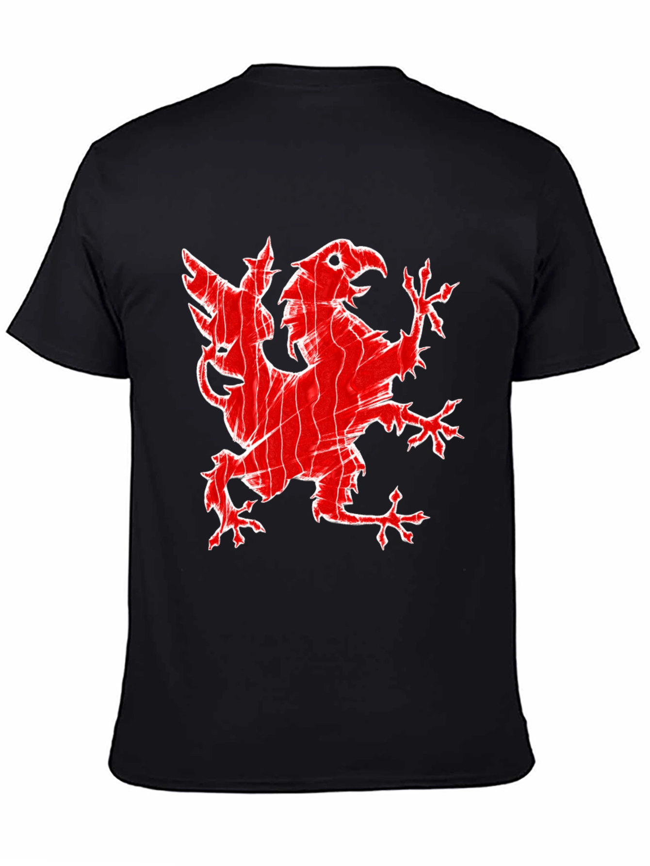 Red Griffin Graphic Print Black T-Shirt