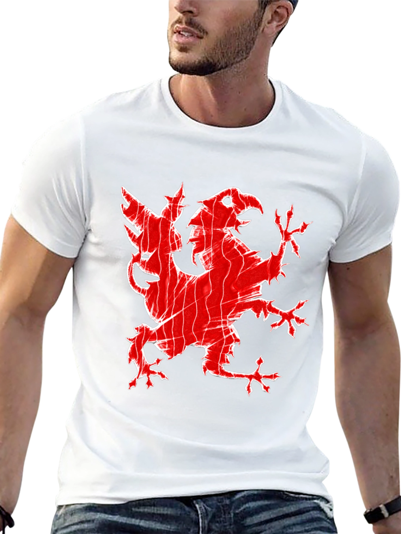 Red Griffin Graphic Print Black T-Shirt