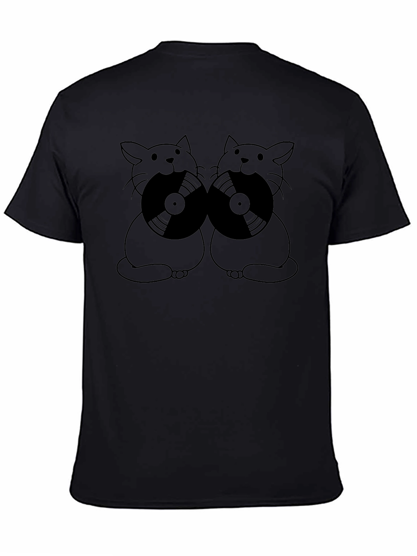 Cats With Vinyl Records Graphic T-Shirt