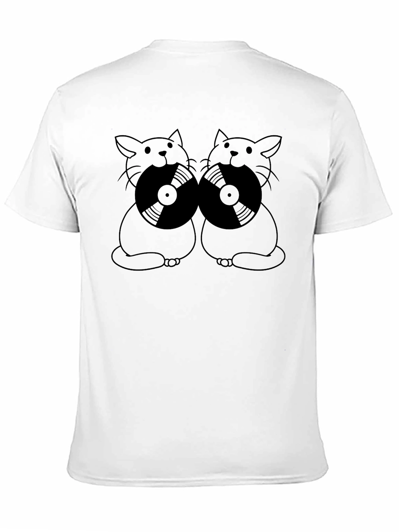 Cats With Vinyl Records Graphic T-Shirt