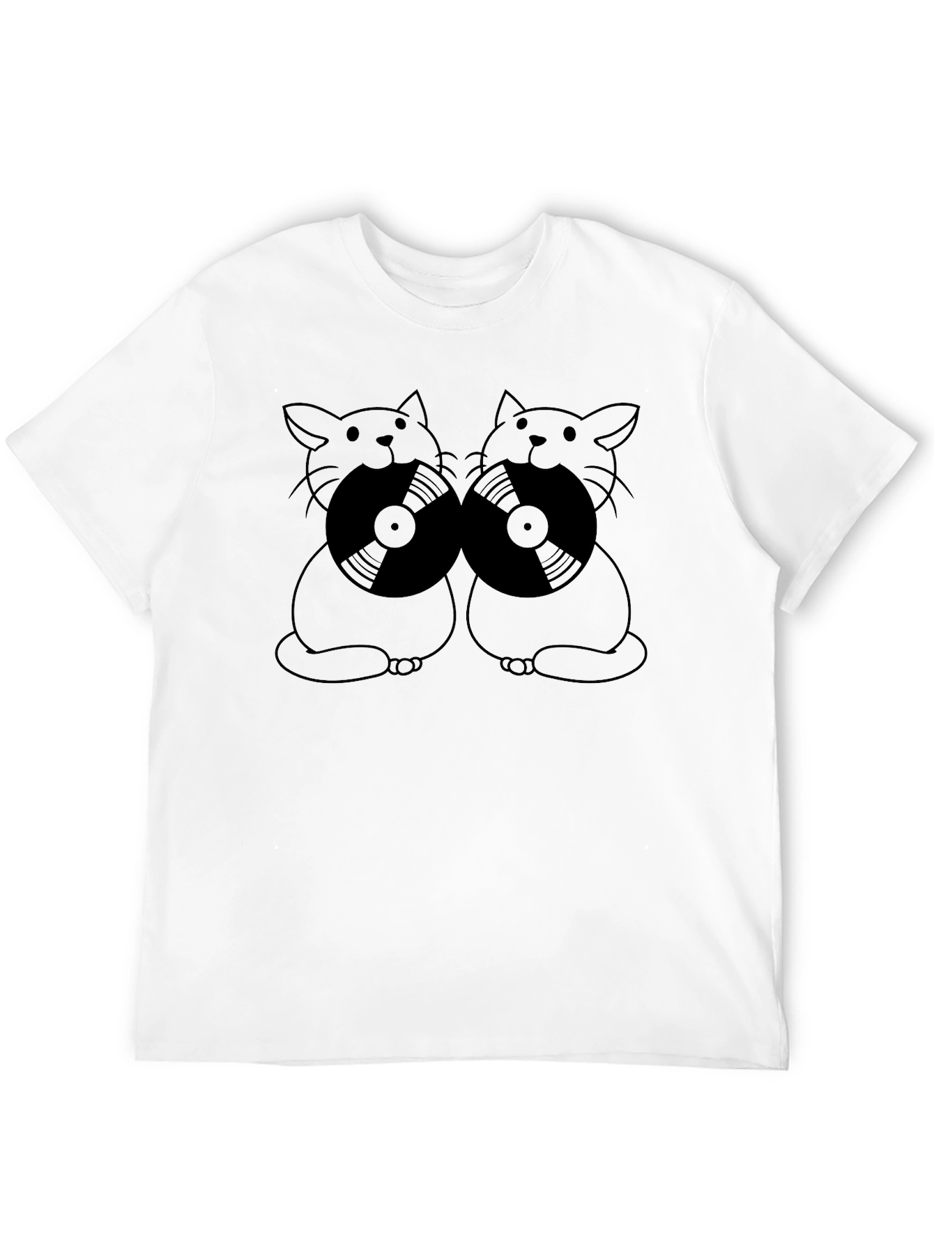 Cats With Vinyl Records Graphic T-Shirt