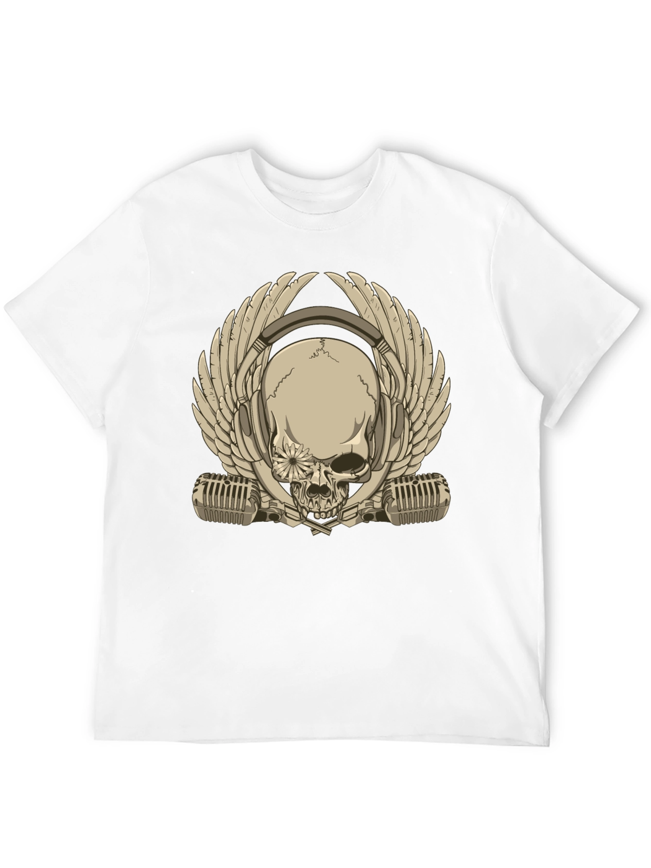 Skull with Headphones & Wings Graphic T-Shirt