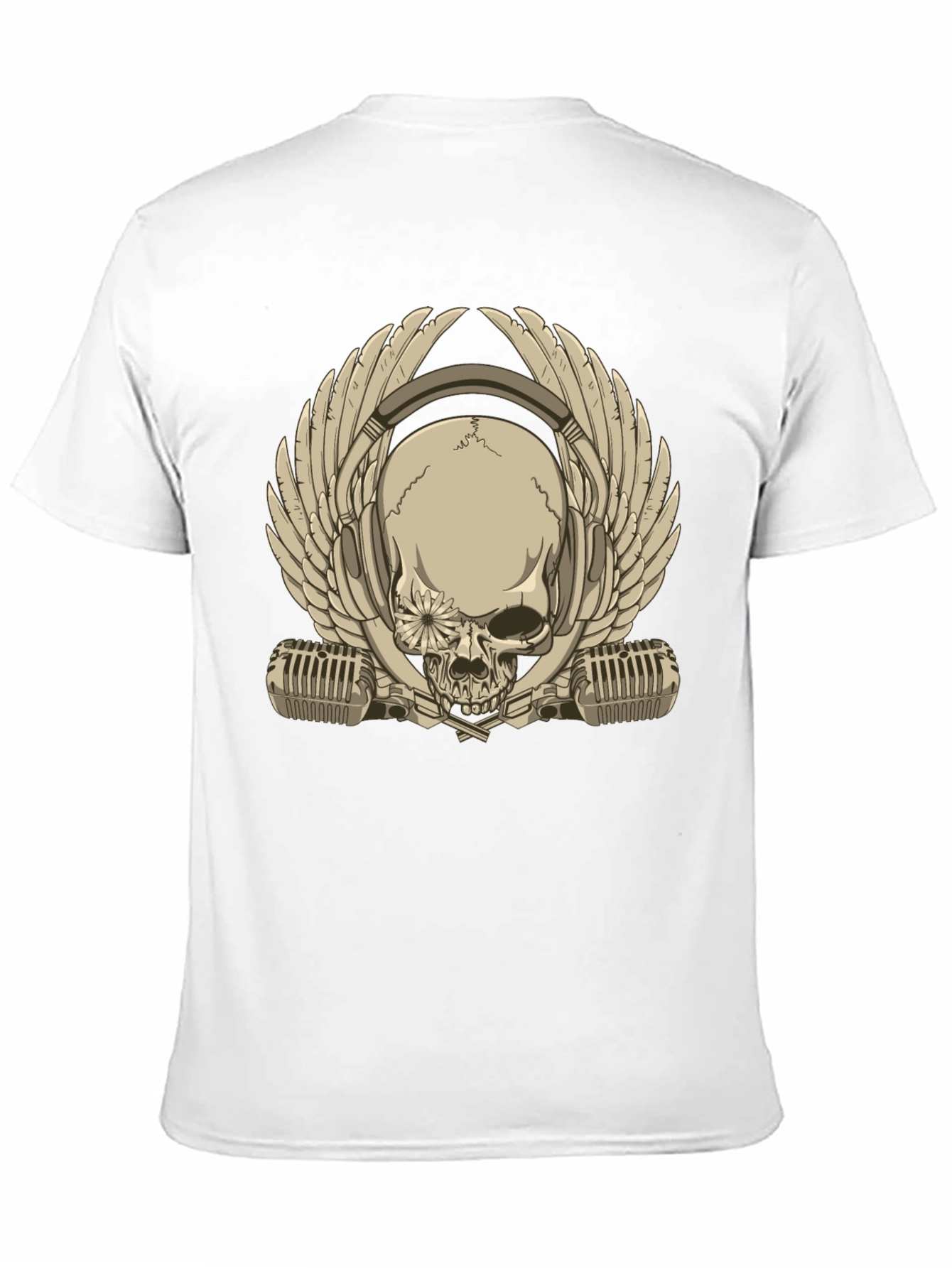 Skull with Headphones & Wings Graphic T-Shirt