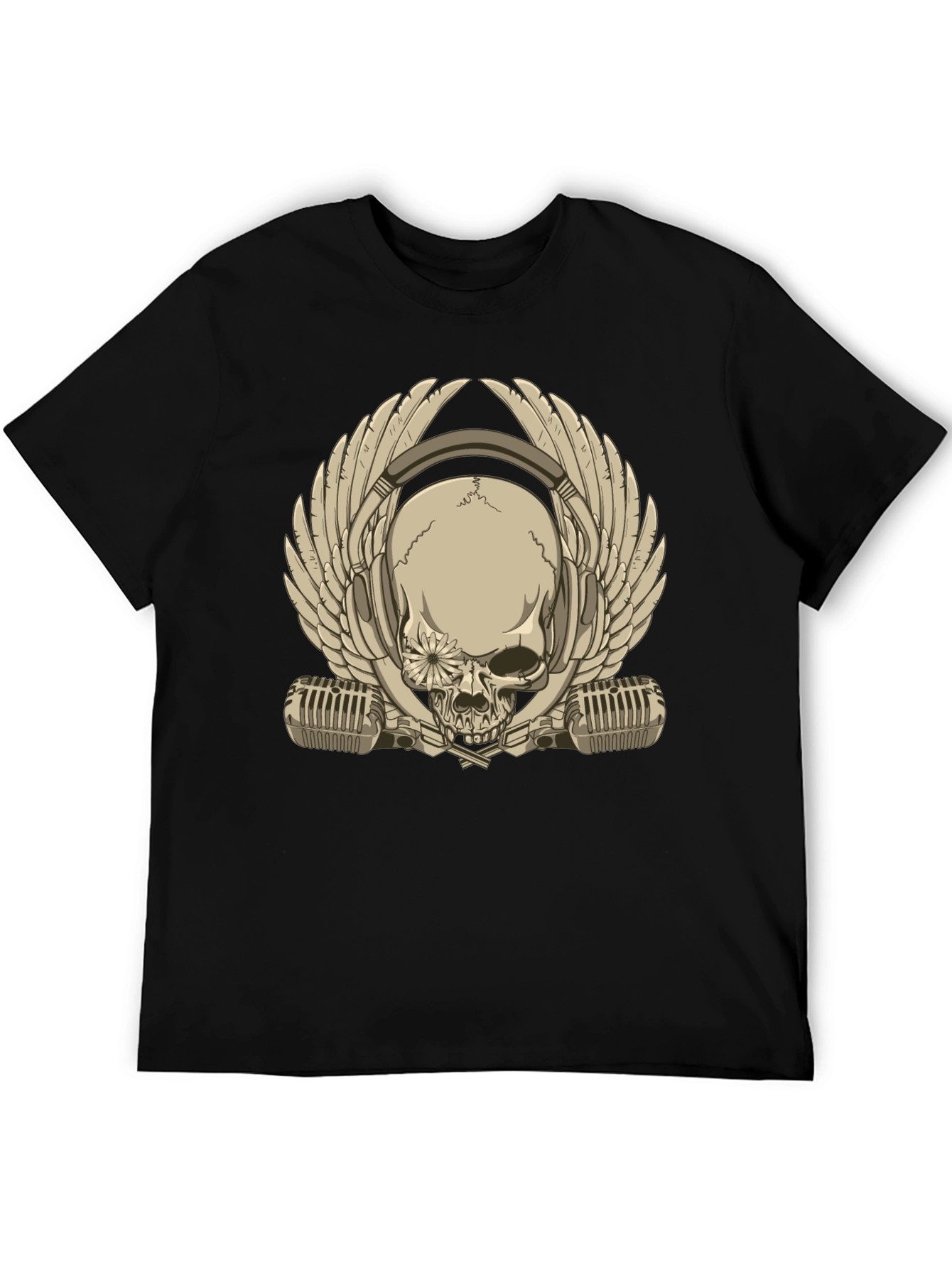 Skull with Headphones & Wings Graphic T-Shirt