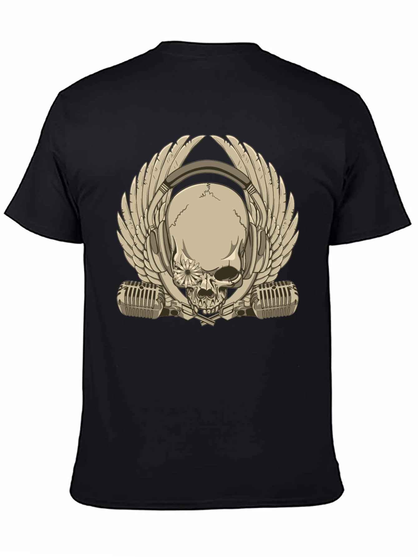 Skull with Headphones & Wings Graphic T-Shirt