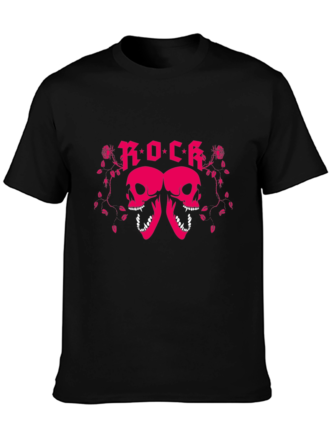 Rock Skull Graphic T-Shirt - Pink Design