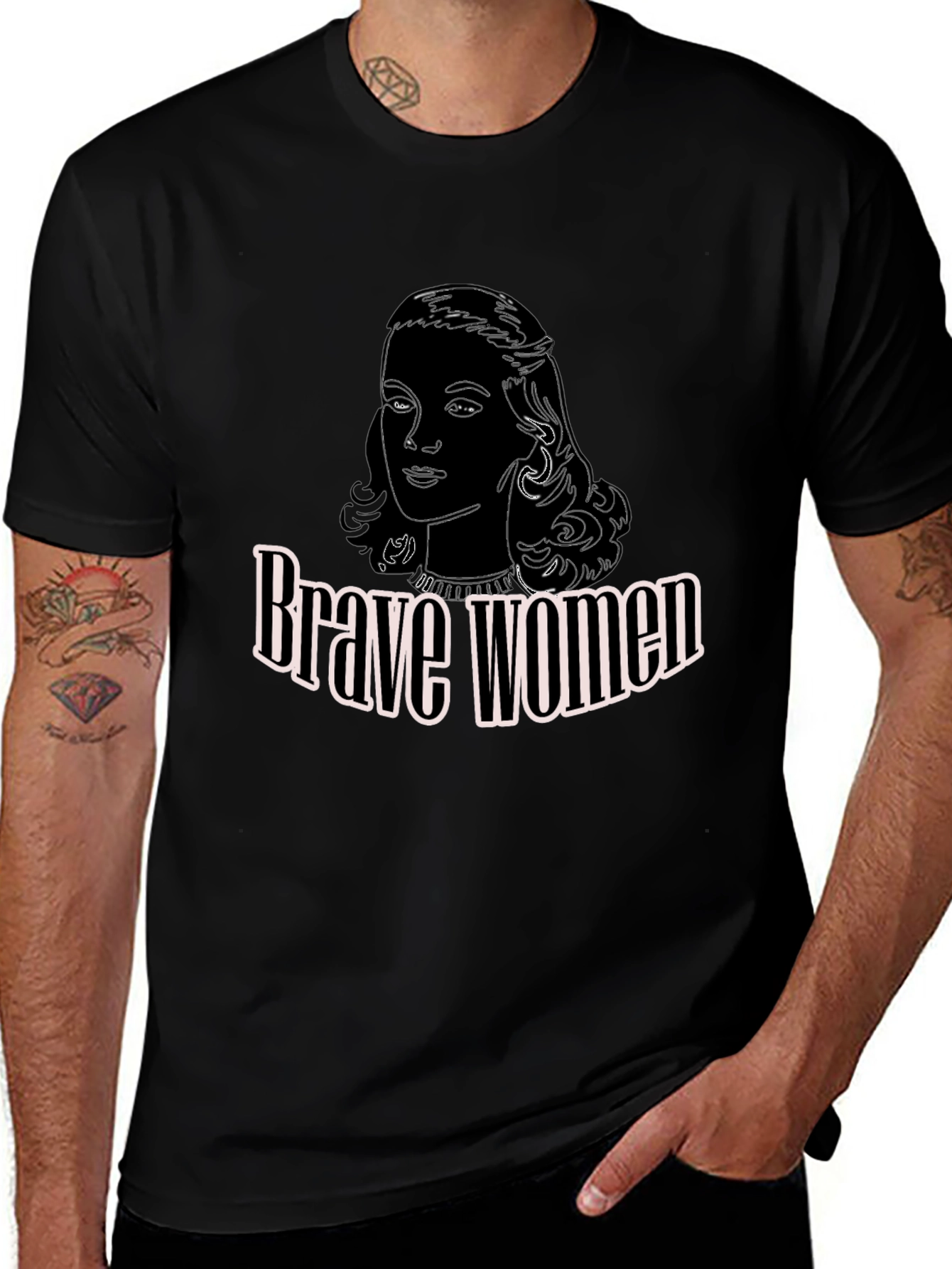 Brave Women Graphic T-Shirt - Black Cotton Tee