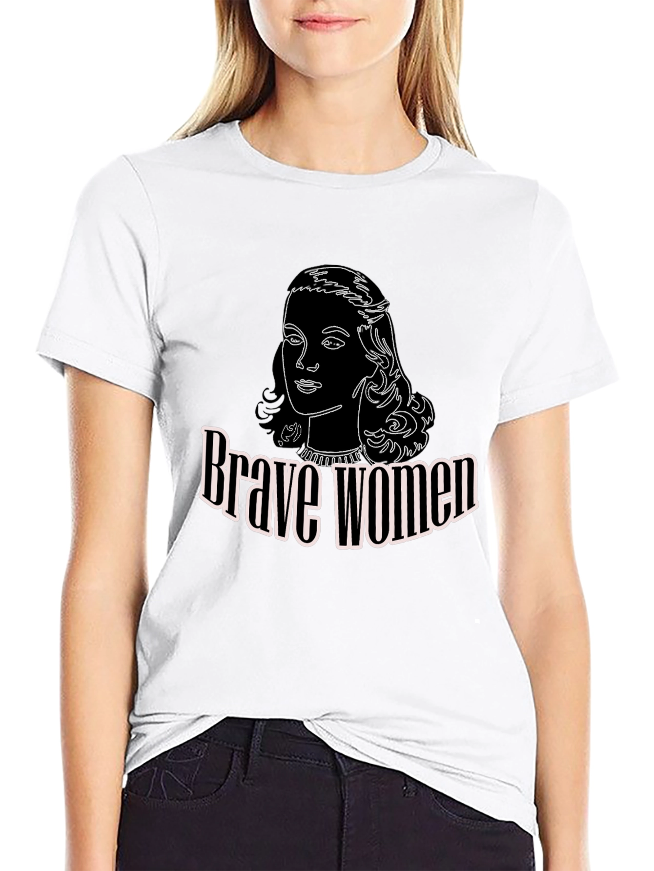 Brave Women Graphic T-Shirt - Black Cotton Tee