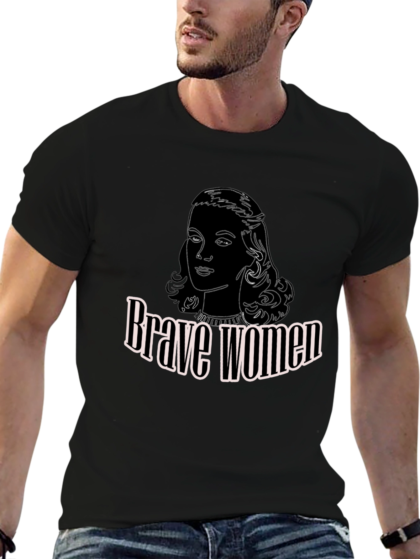 Brave Women Graphic T-Shirt - Black Cotton Tee