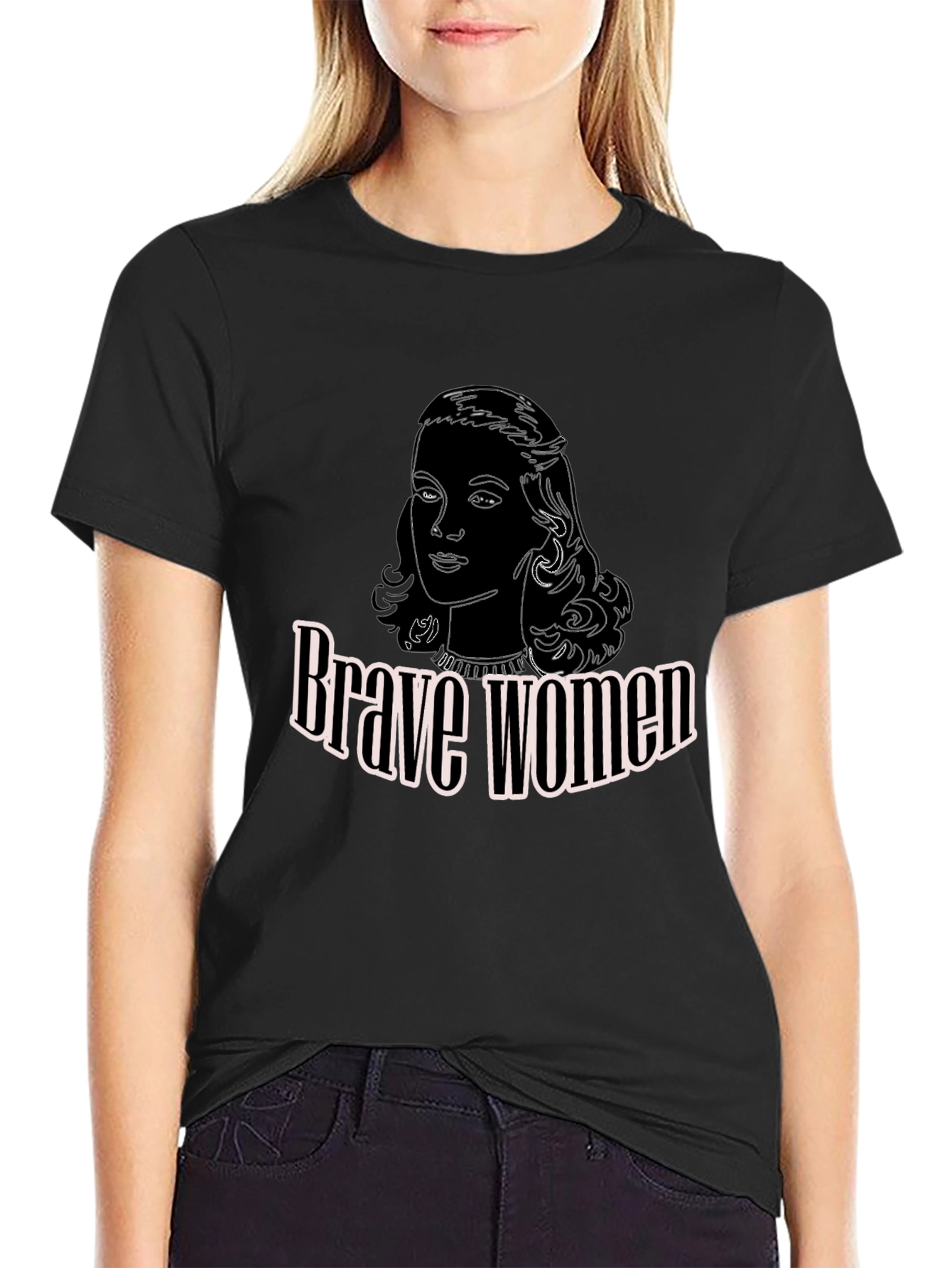 Brave Women Graphic T-Shirt - Black Cotton Tee