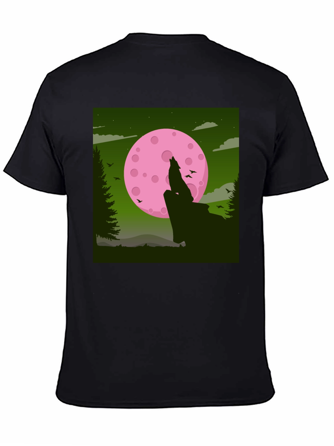 Wolf Howling at Pink Moon Graphic Tee