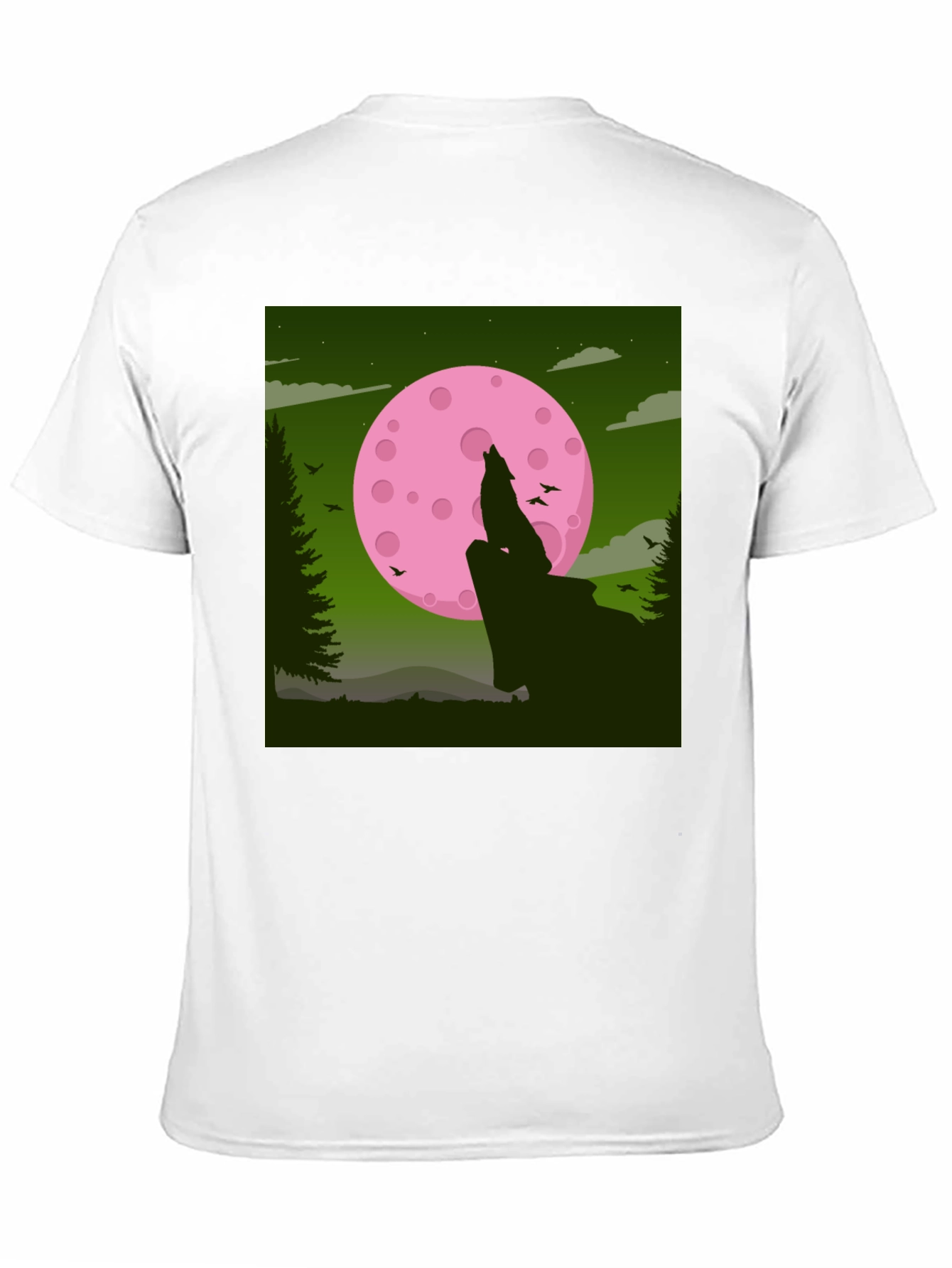 Wolf Howling at Pink Moon Graphic Tee