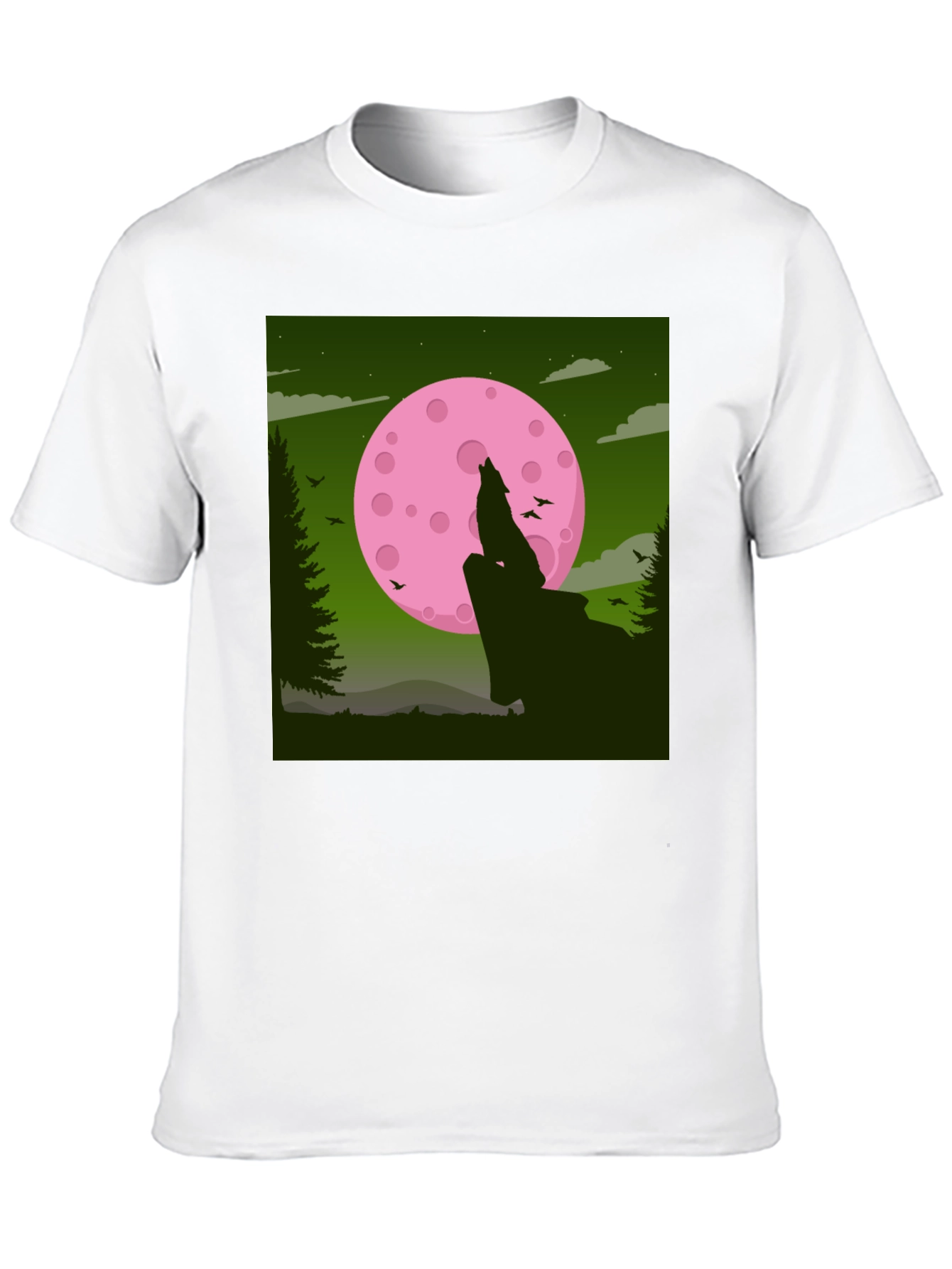 Wolf Howling at Pink Moon Graphic Tee