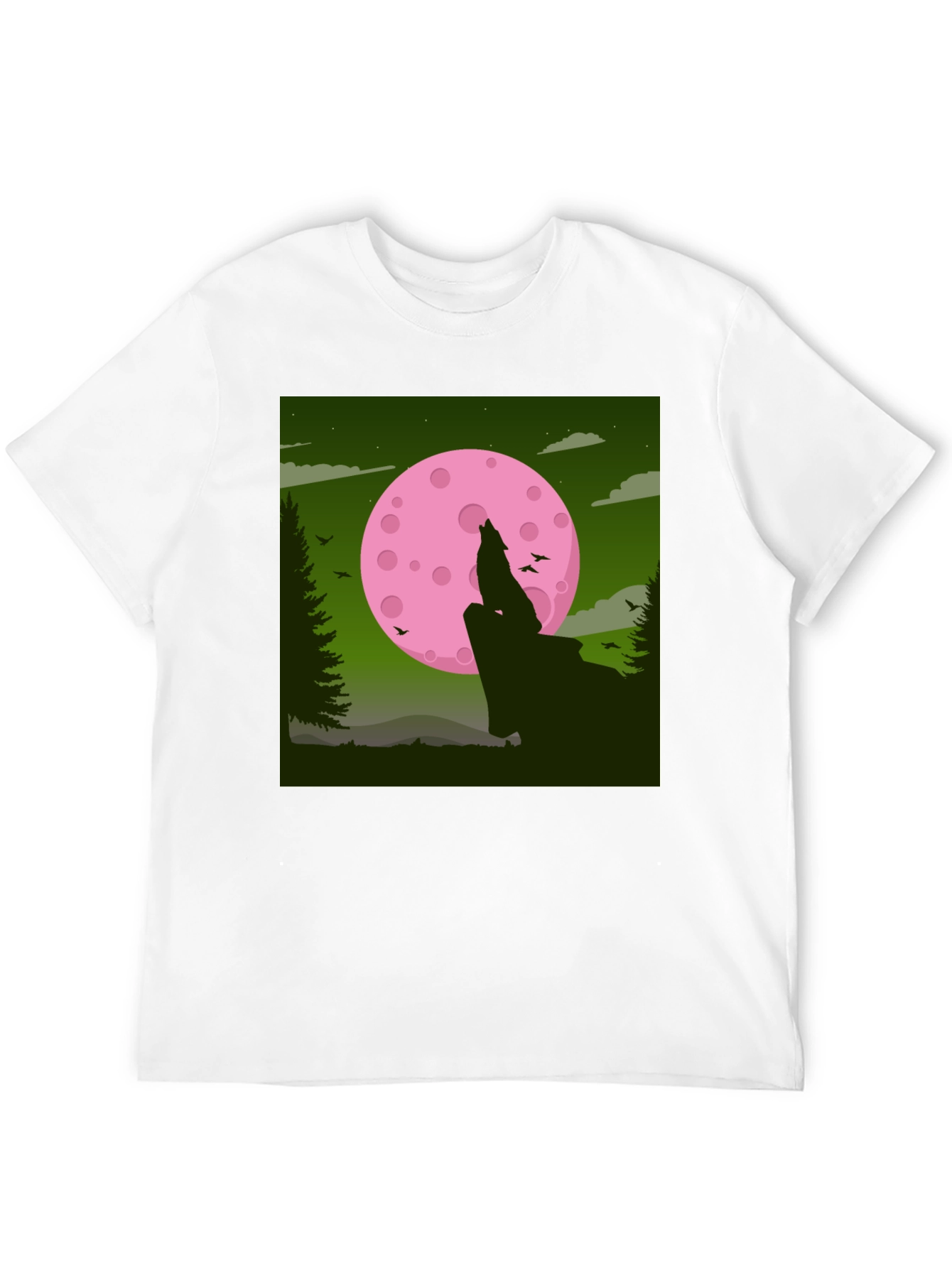 Wolf Howling at Pink Moon Graphic Tee