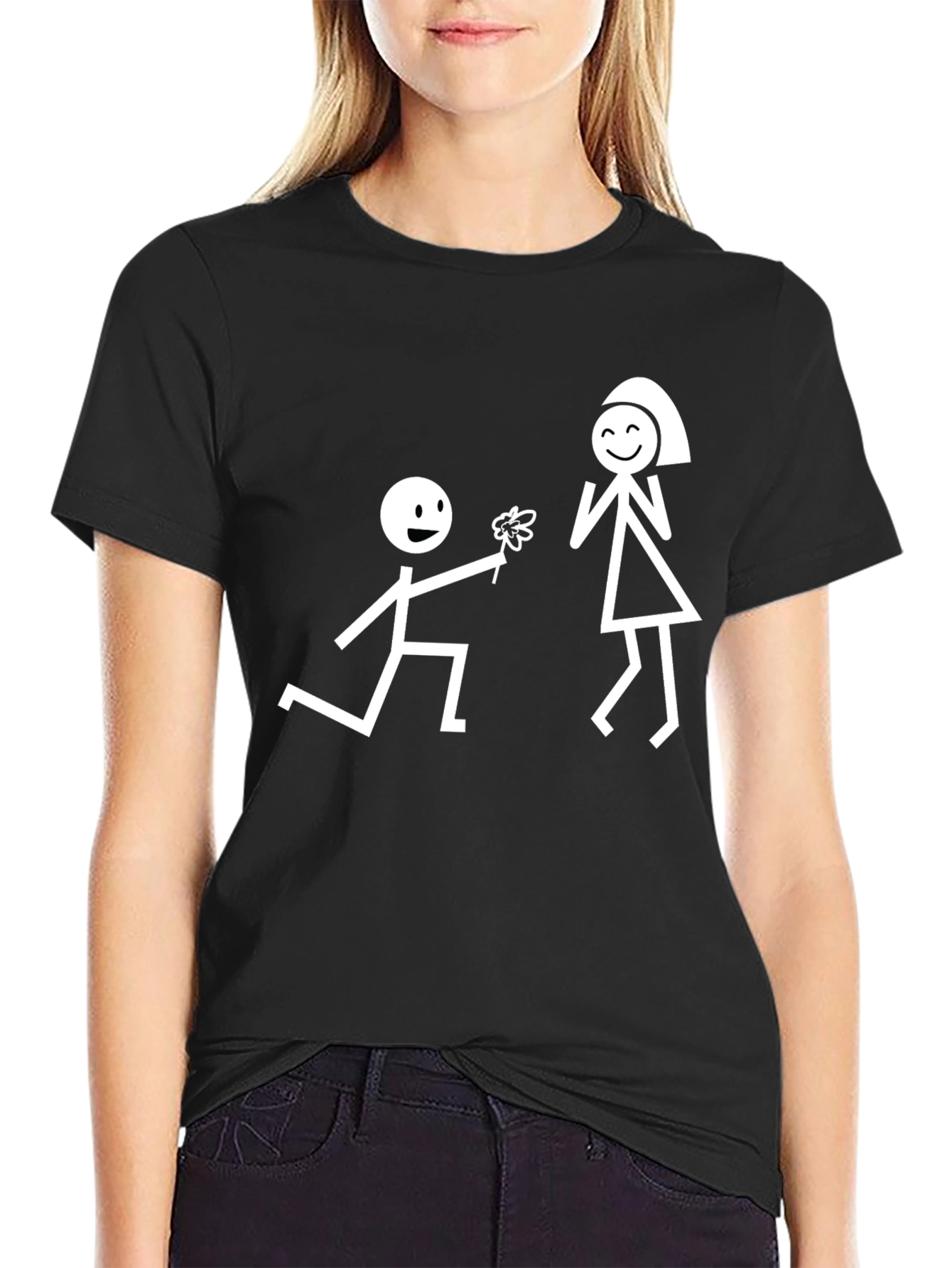 Stick Figure Love Black T-Shirt