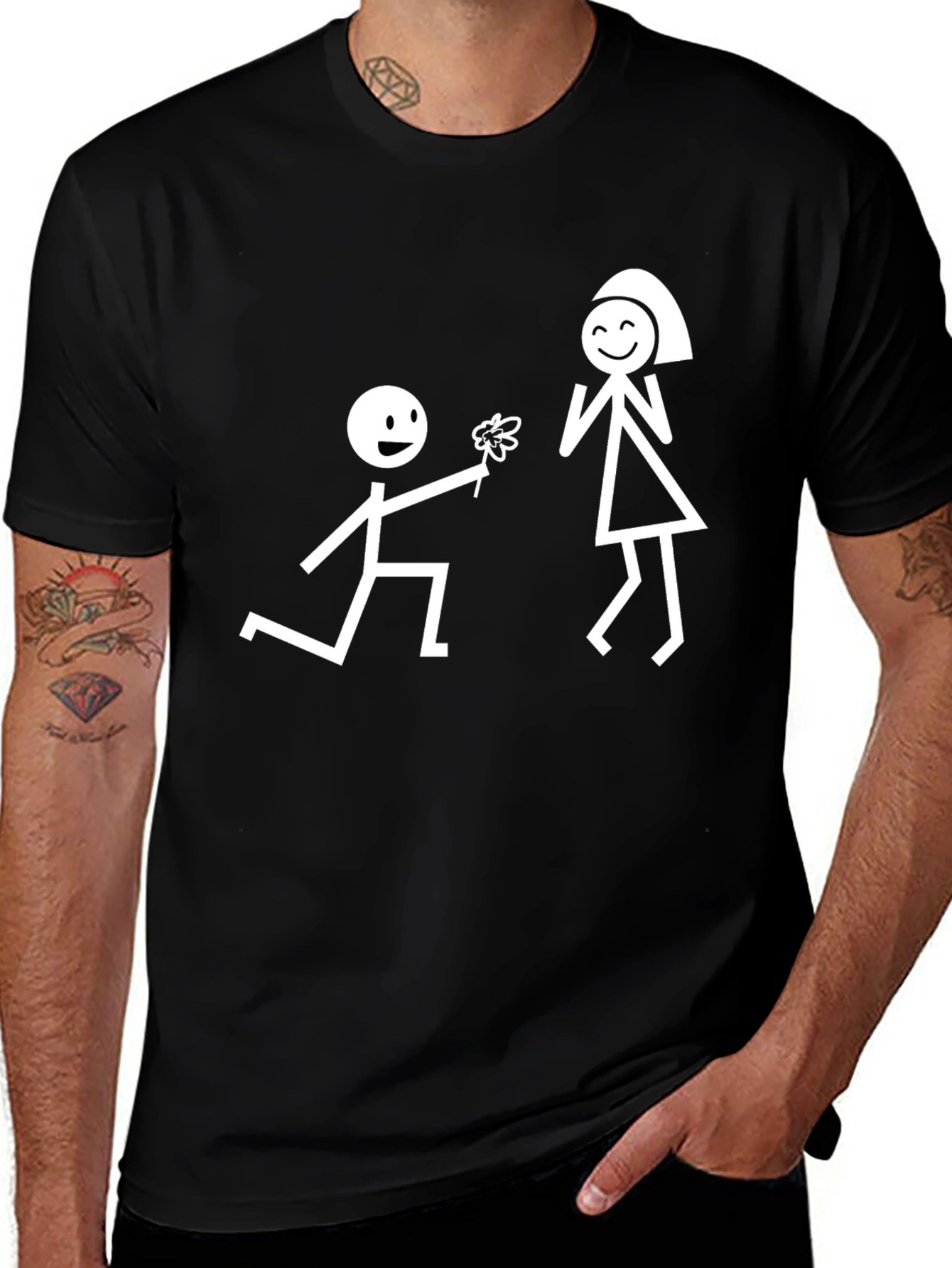 Stick Figure Love Black T-Shirt