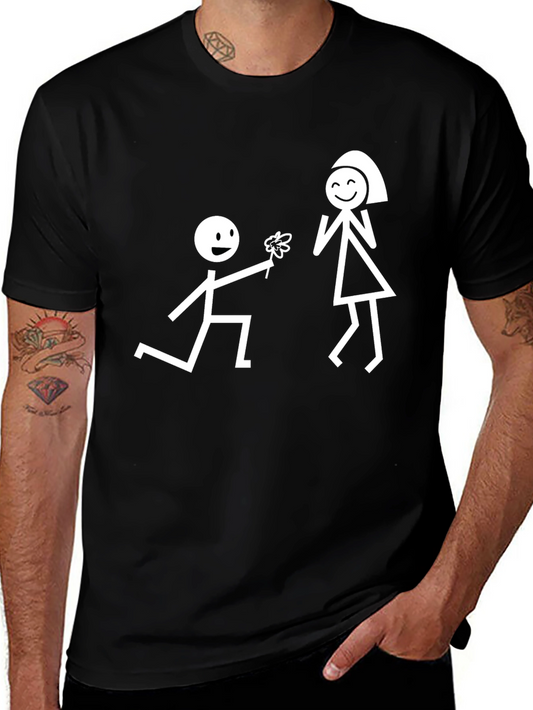 Stick Figure Love Black T-Shirt