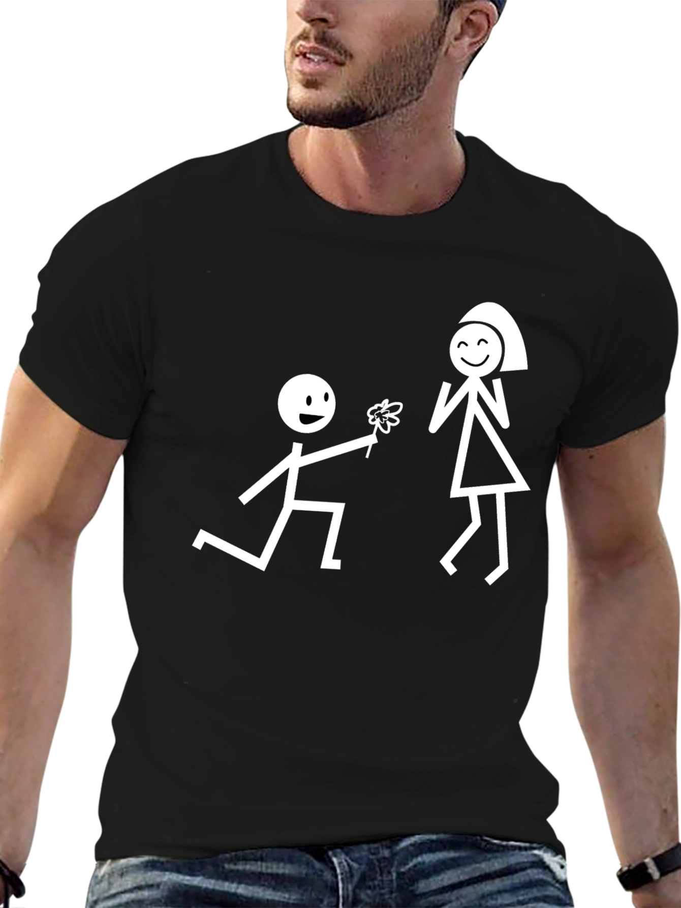 Stick Figure Love Black T-Shirt