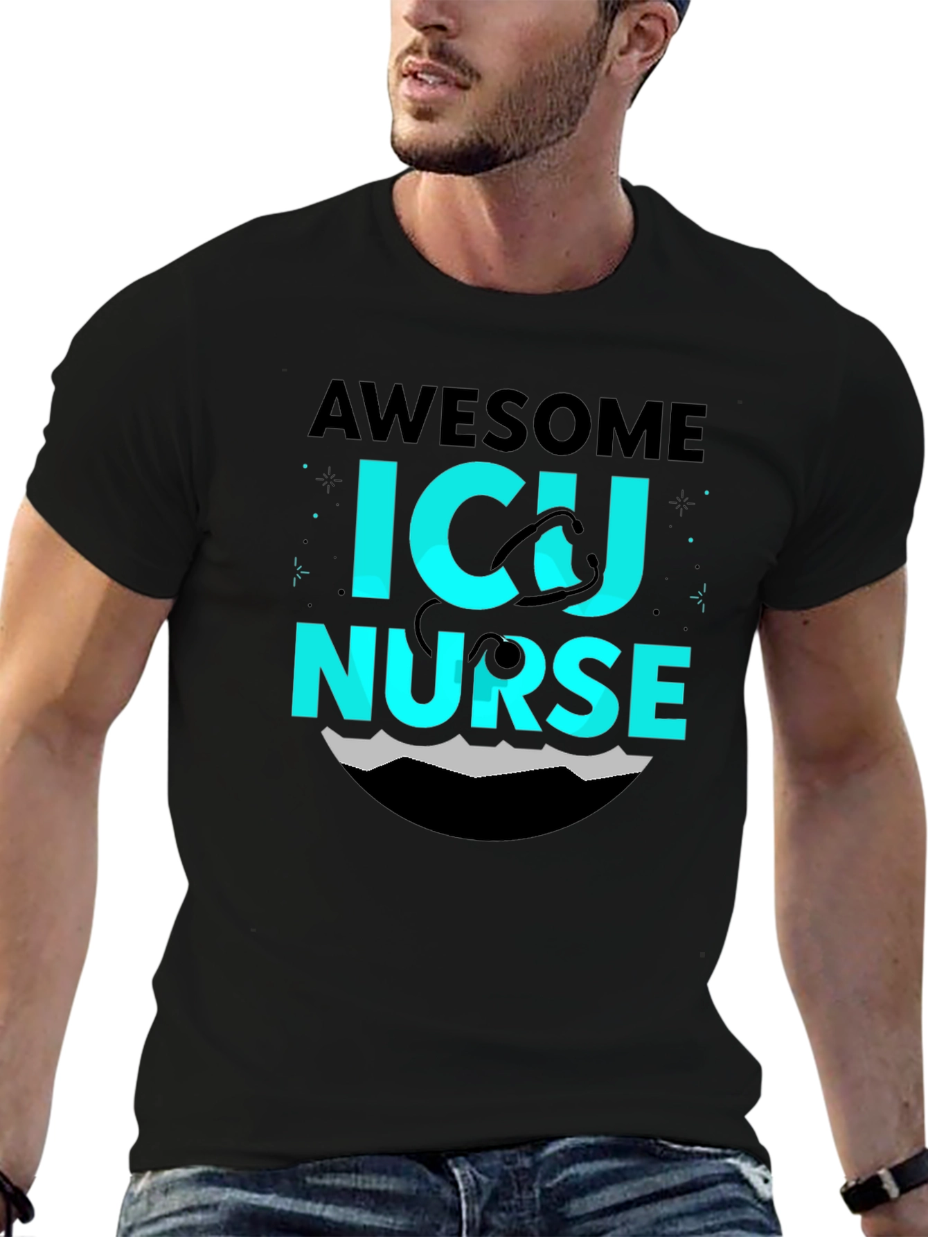 Awesome ICU Nurse Graphic Tee - Soft Cotton