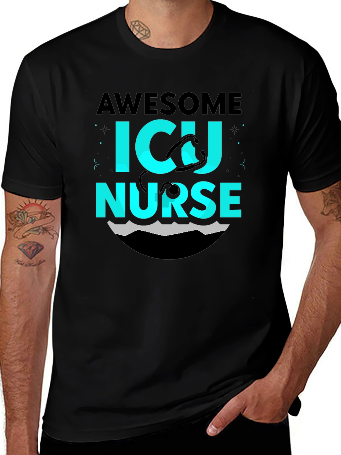 Awesome ICU Nurse Graphic Tee - Soft Cotton