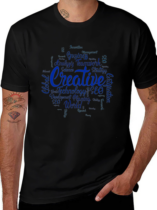 Creative Word Art Black T-Shirt