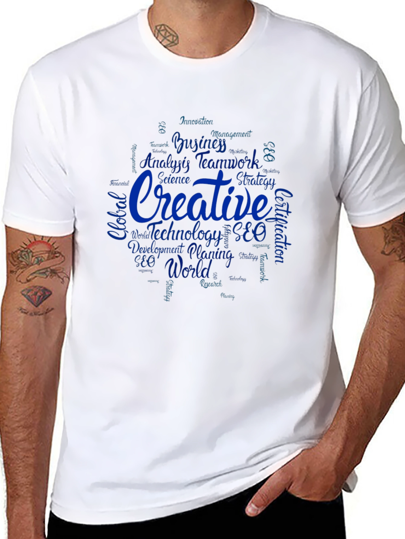 Creative Word Art Black T-Shirt