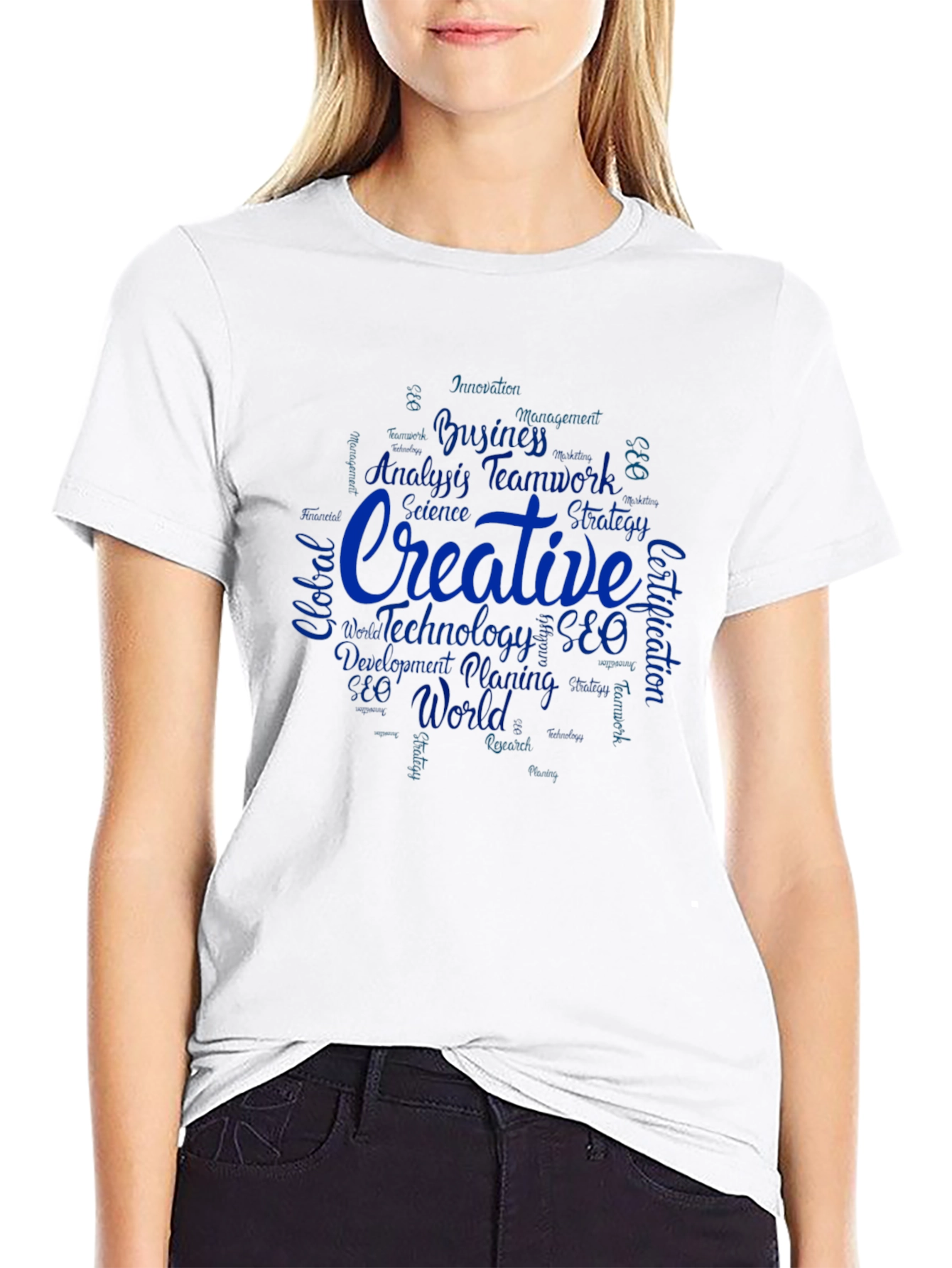 Creative Word Art Black T-Shirt