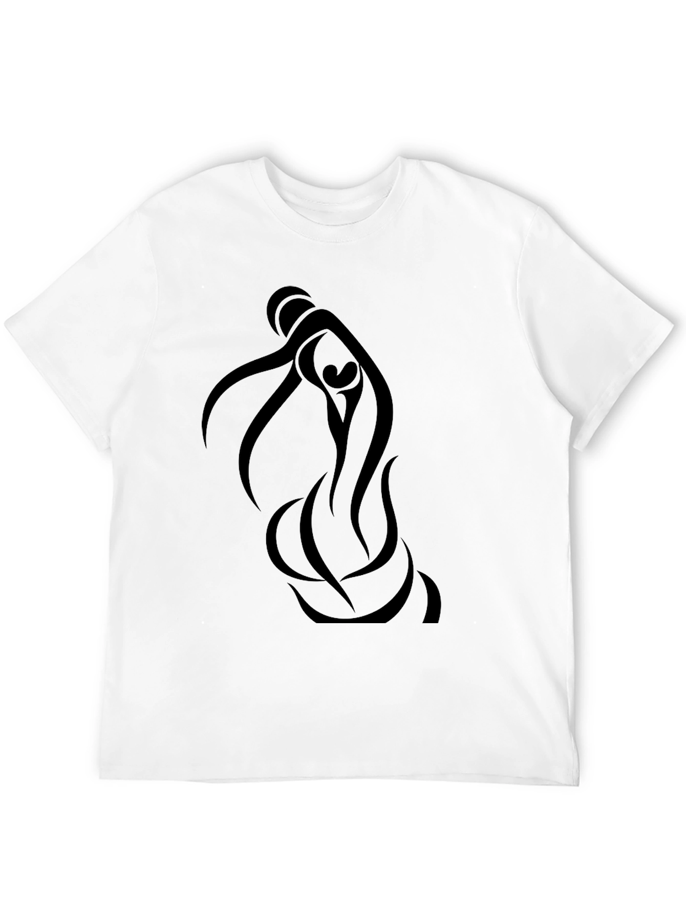 Black Graphic Tee - Abstract Figure Design