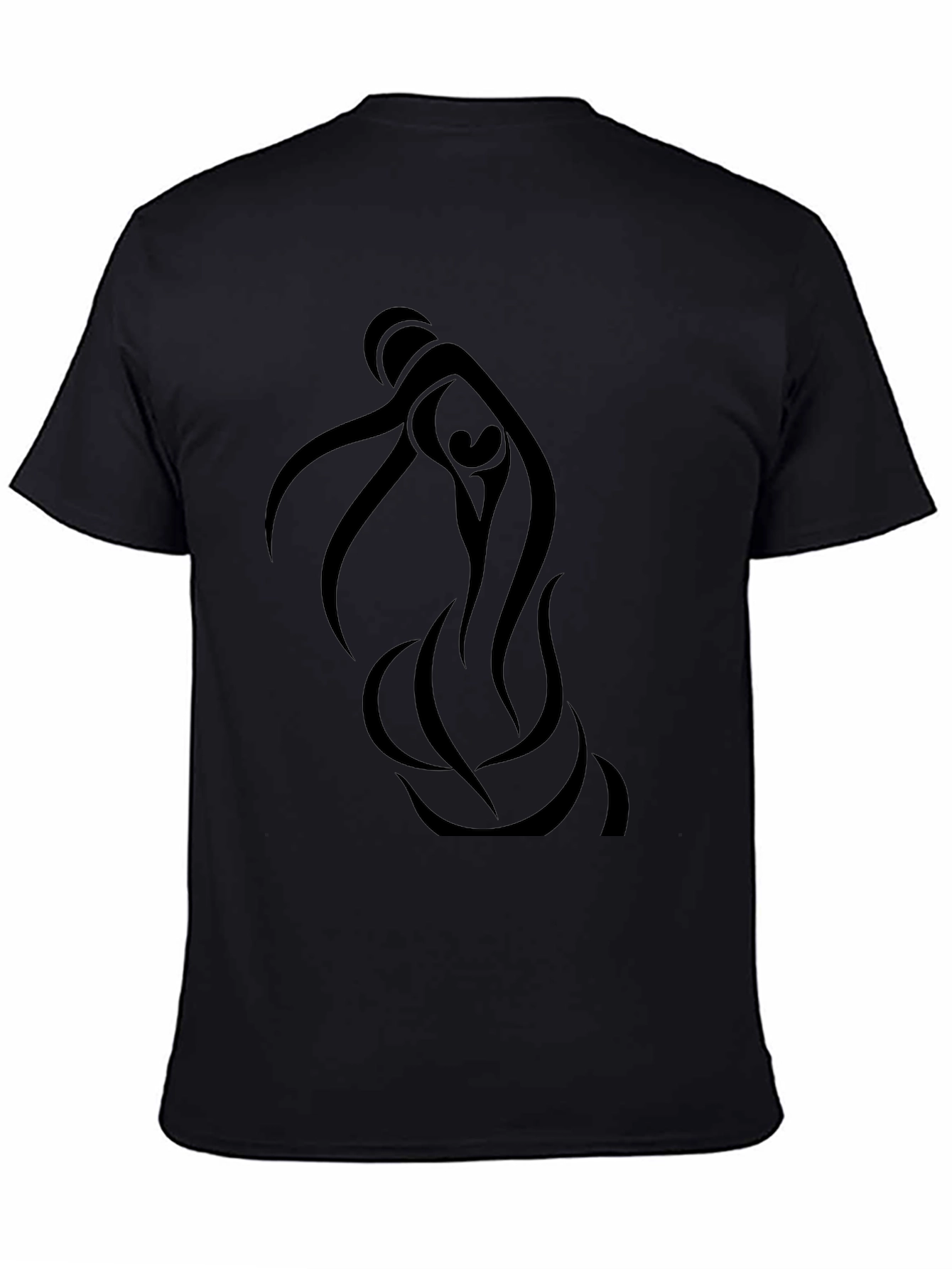 Black Graphic Tee - Abstract Figure Design