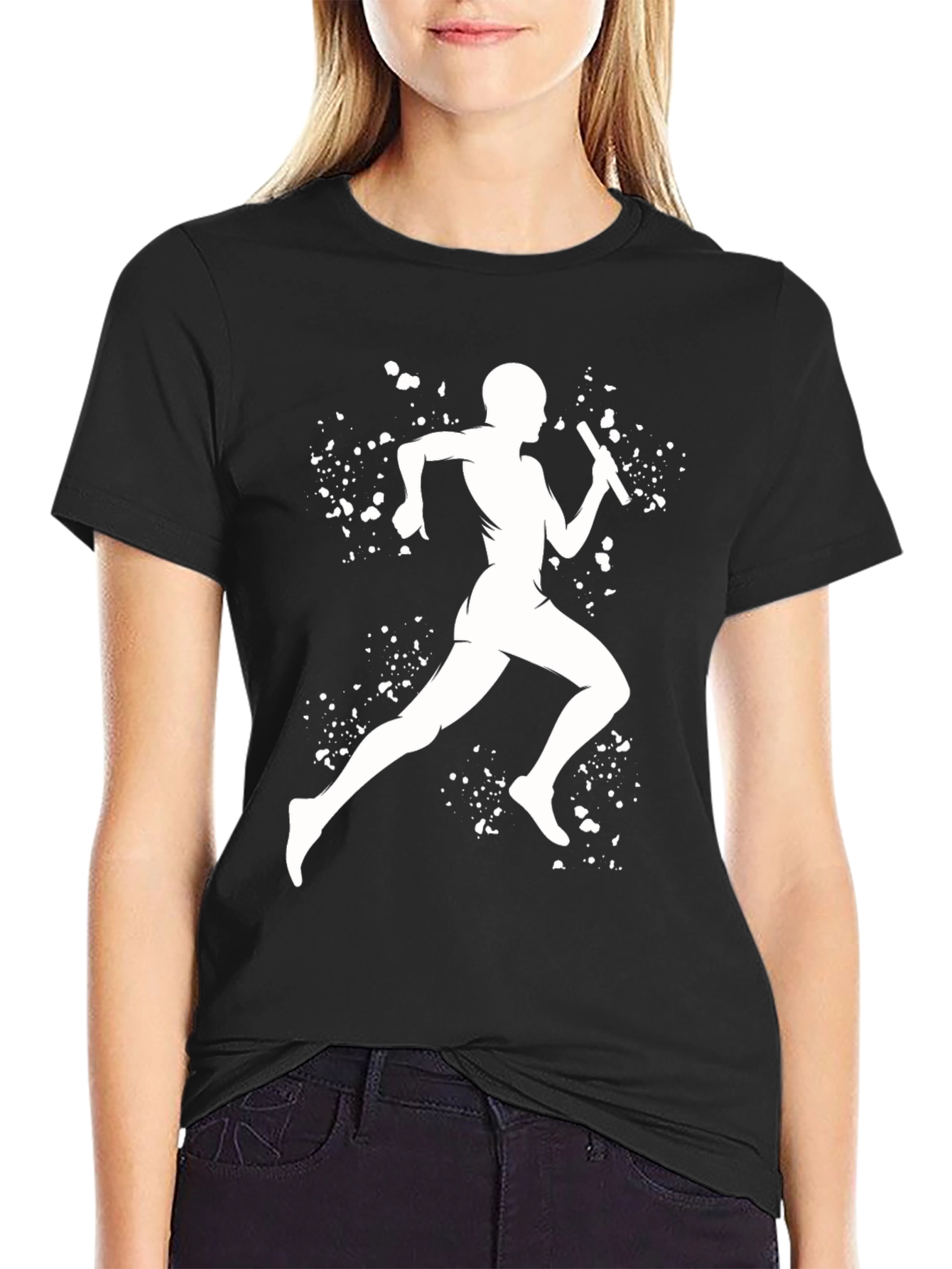 Runner Silhouette Graphic Tee - Black Cotton Blend