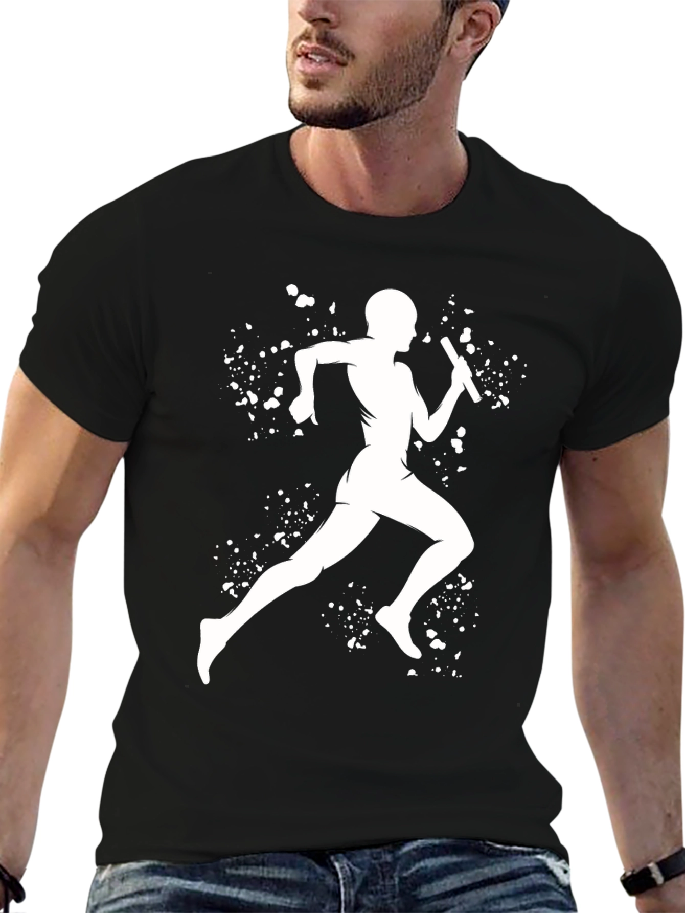Runner Silhouette Graphic Tee - Black Cotton Blend